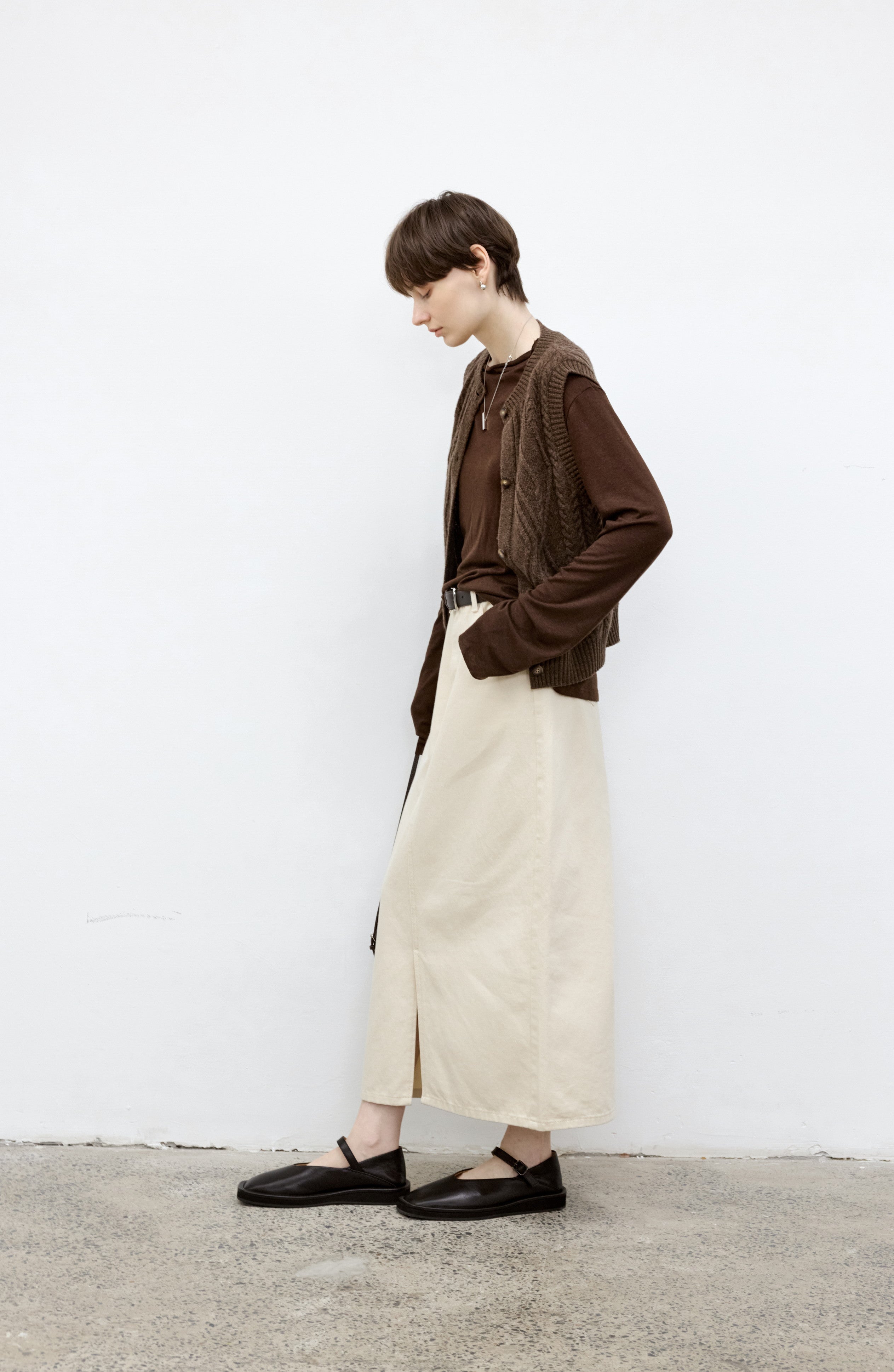 BOAT NECK DRAPE TOP / ボートネックドレープトップ