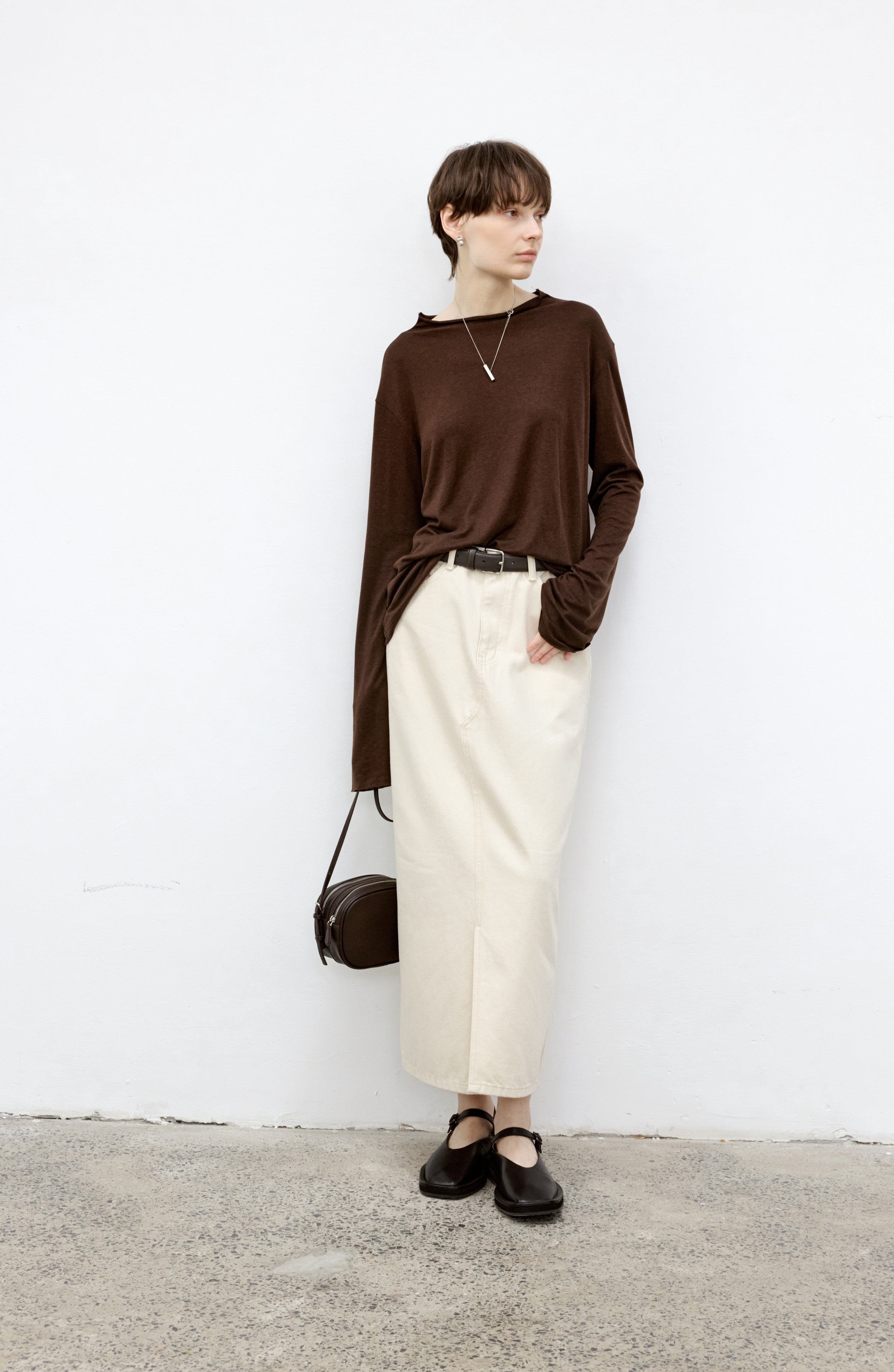 BOAT NECK DRAPE TOP / ボートネックドレープトップ