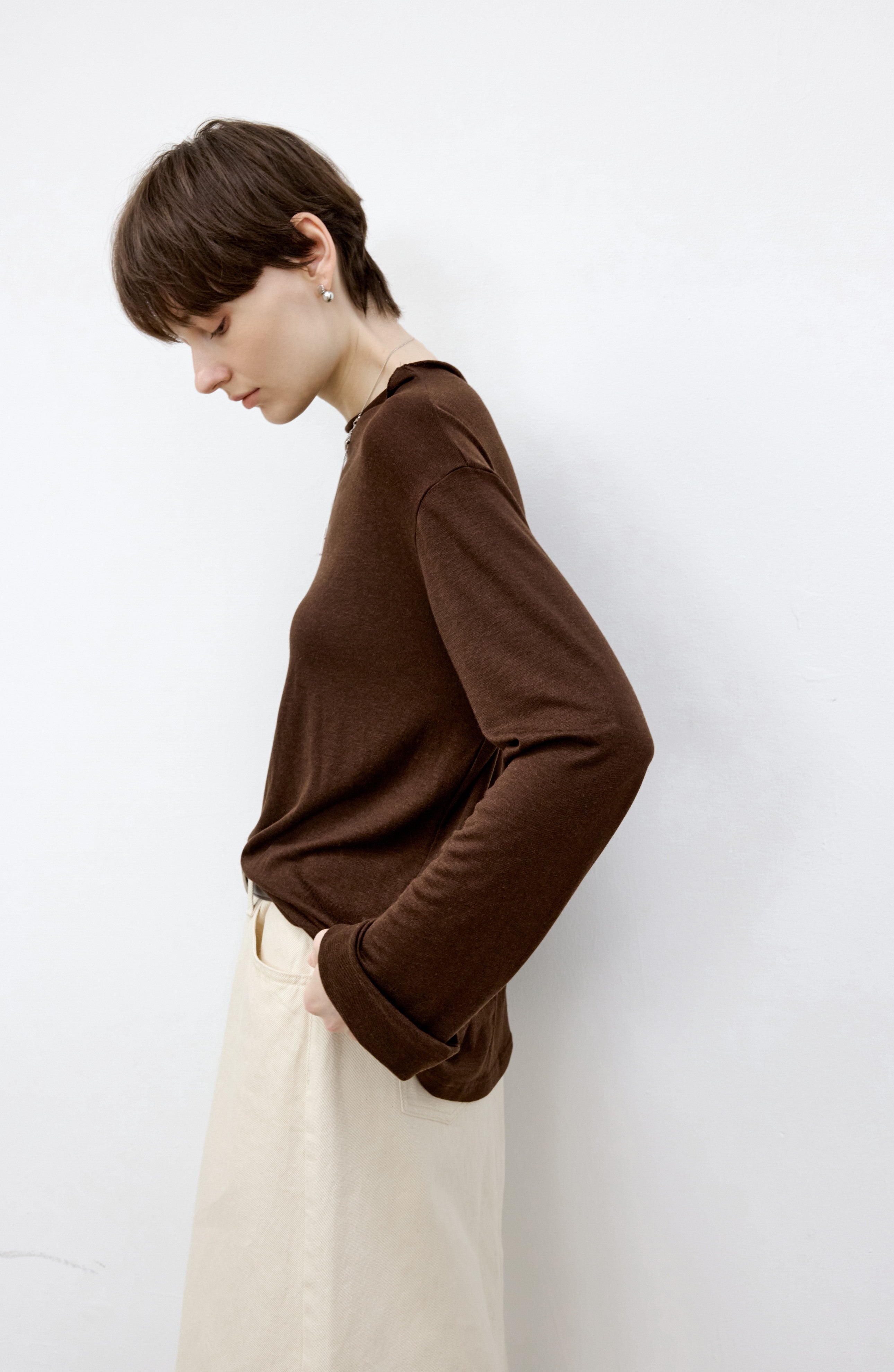 BOAT NECK DRAPE TOP / ボートネックドレープトップ