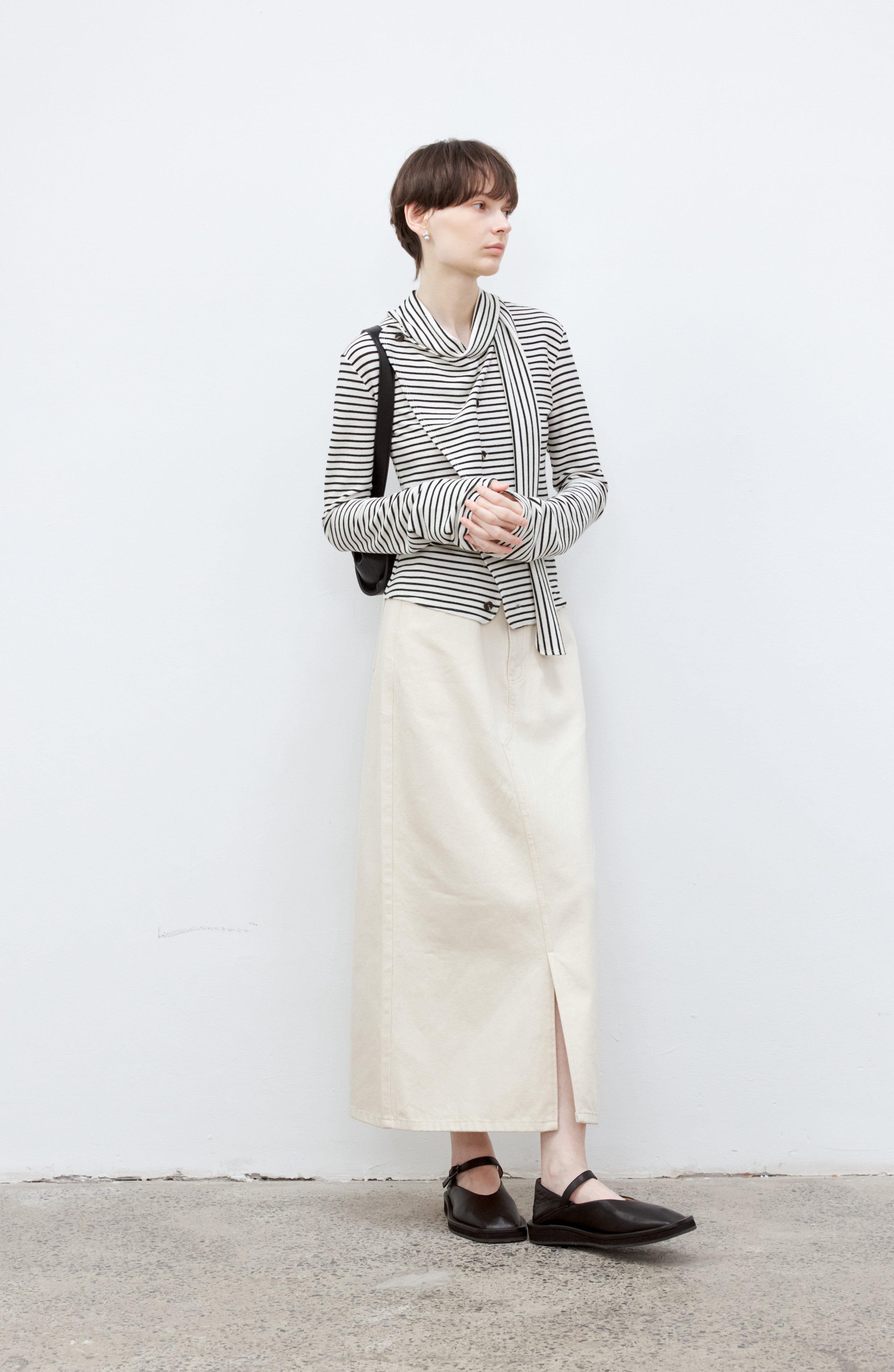 FLARE CROSS STRIPED SHIRT / フレアクロスストライプシャツ