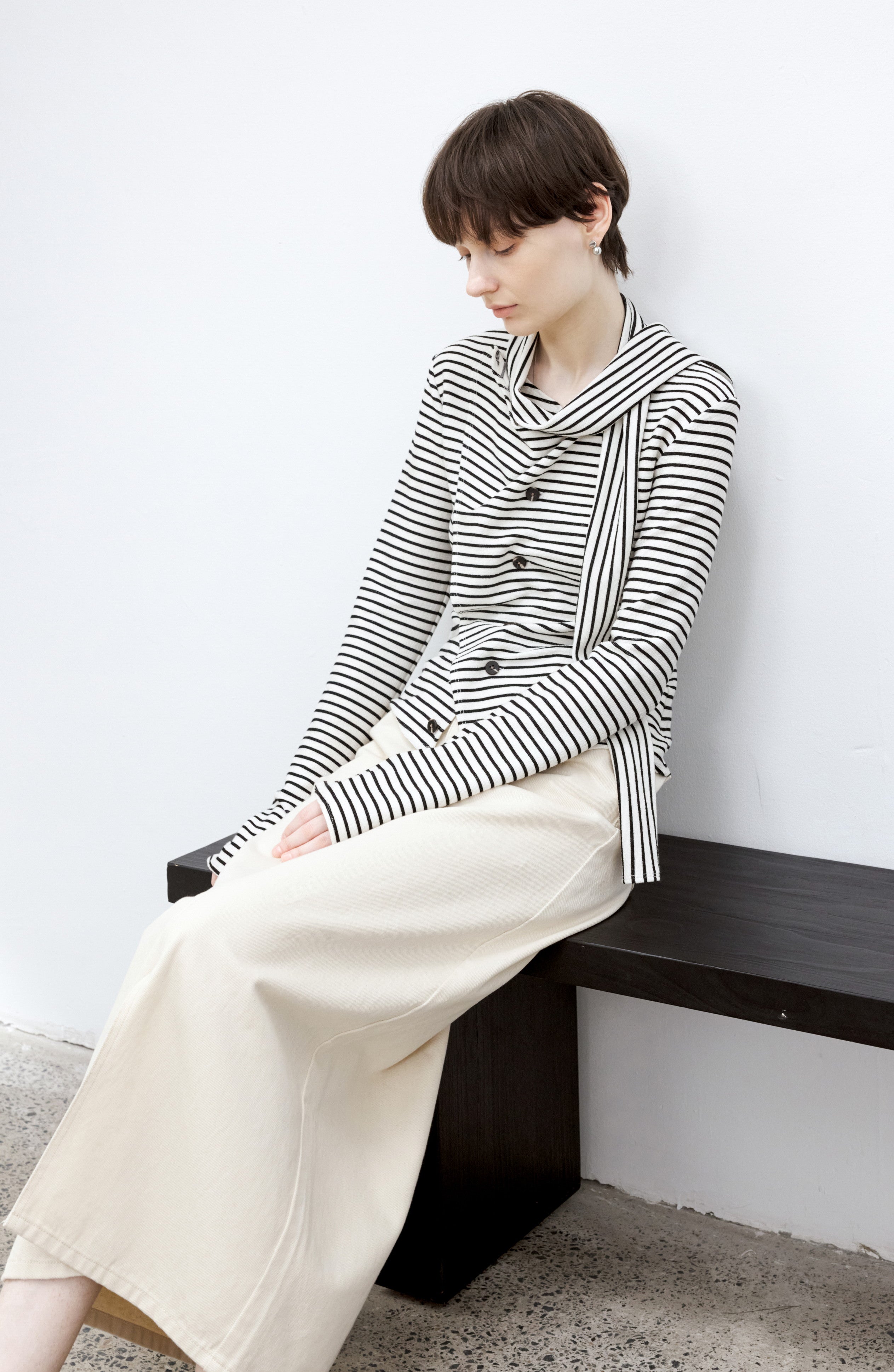 FLARE CROSS STRIPED SHIRT / フレアクロスストライプシャツ