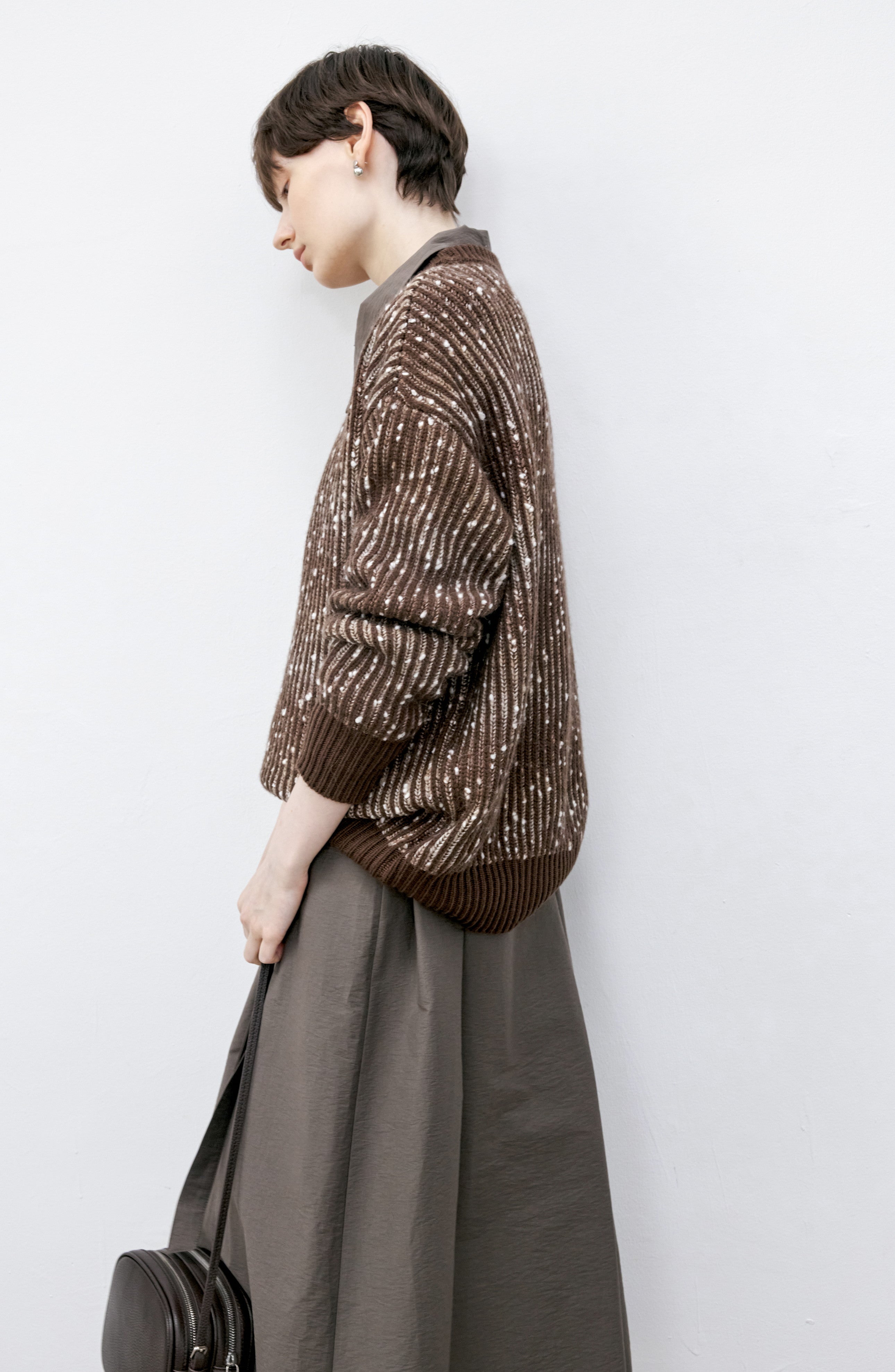 SNOW DOT BROWN SWEATER / スノードットブラウンセーター