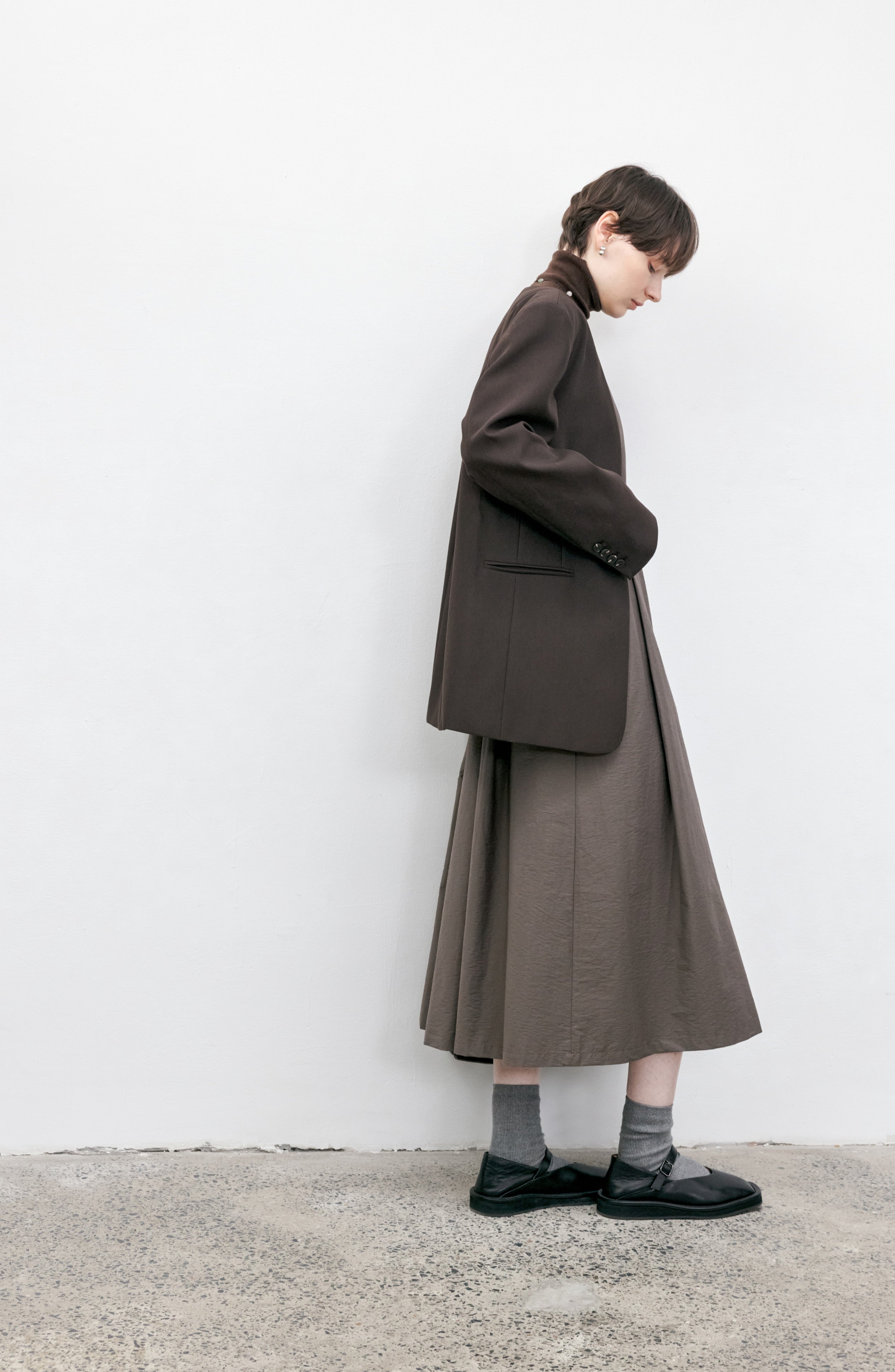 V-NECK COLLARLESS JACKET / Vネックノーカラージャケット