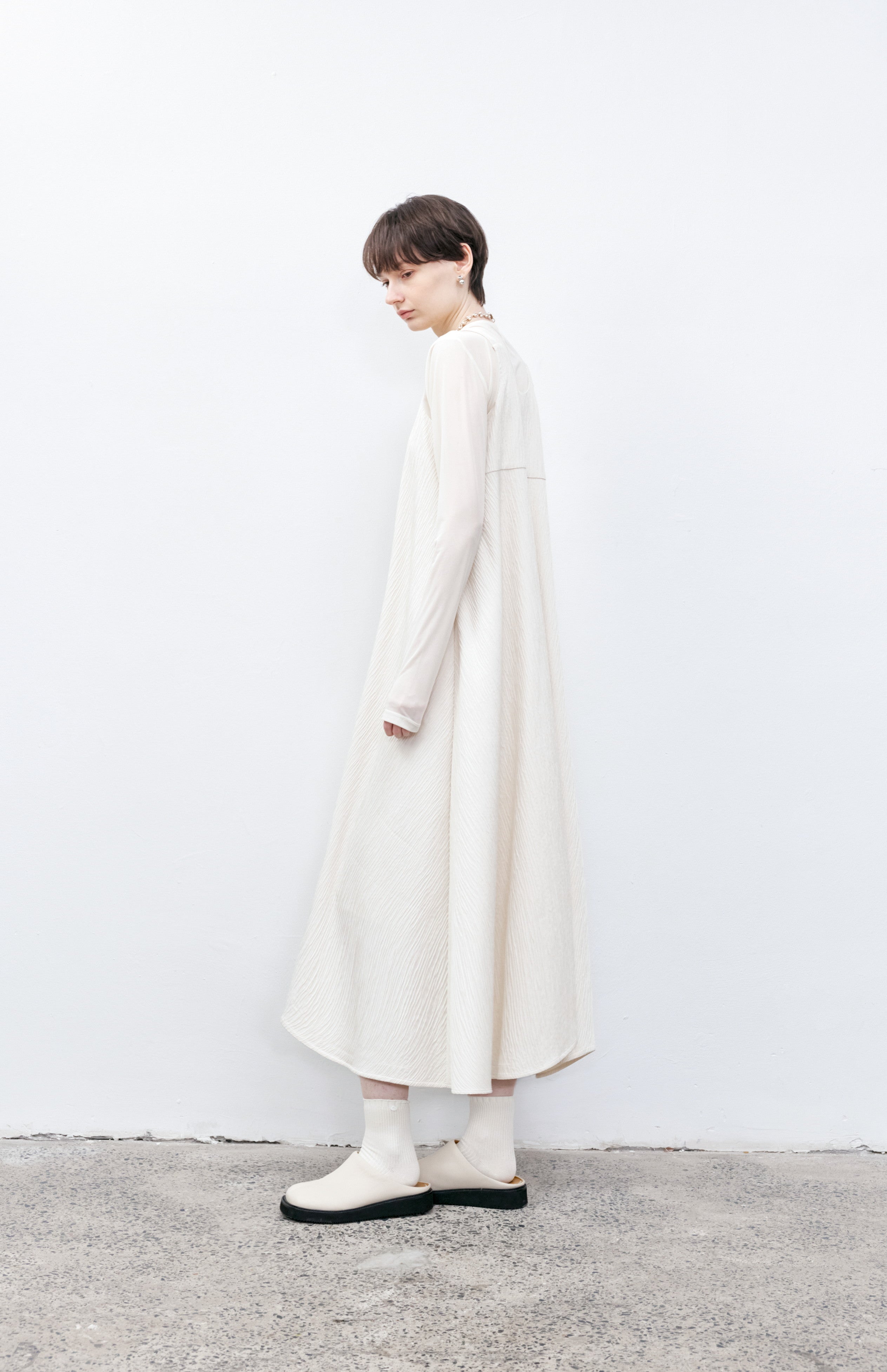 WRINKLE FLARE NATURAL DRESS / リンクルフレアナチュラルワンピース