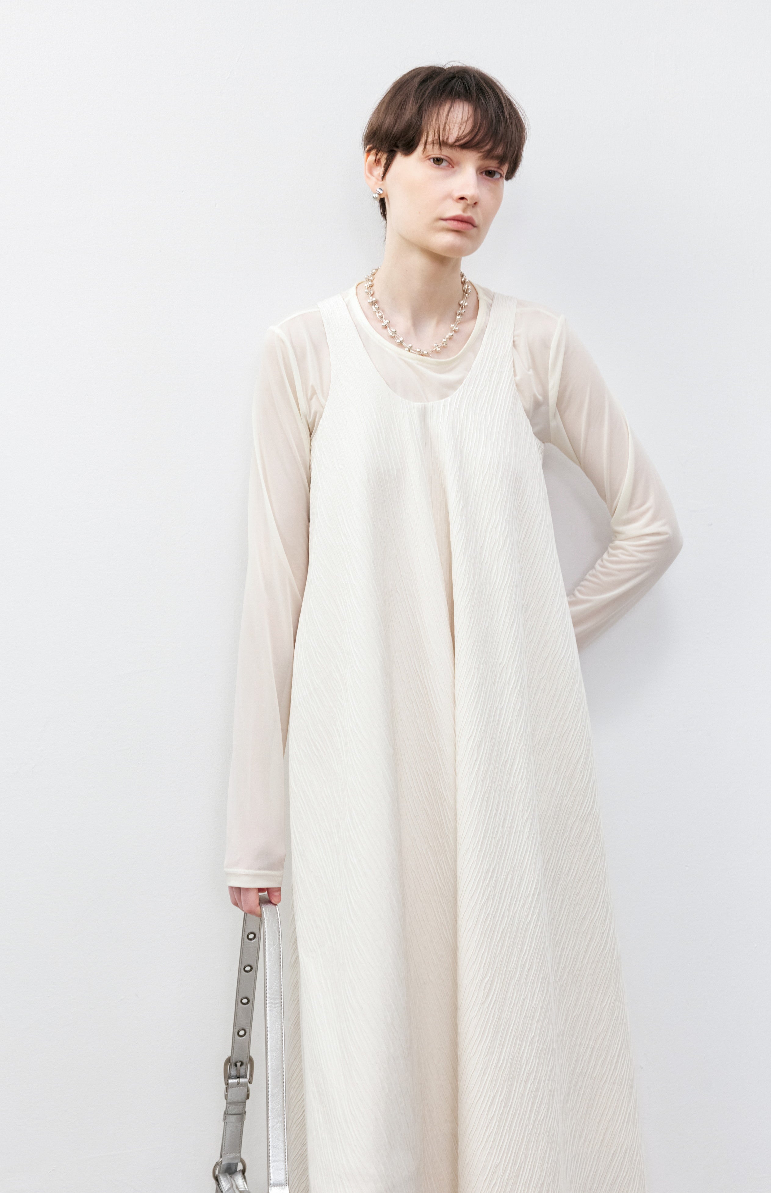 WRINKLE FLARE NATURAL DRESS