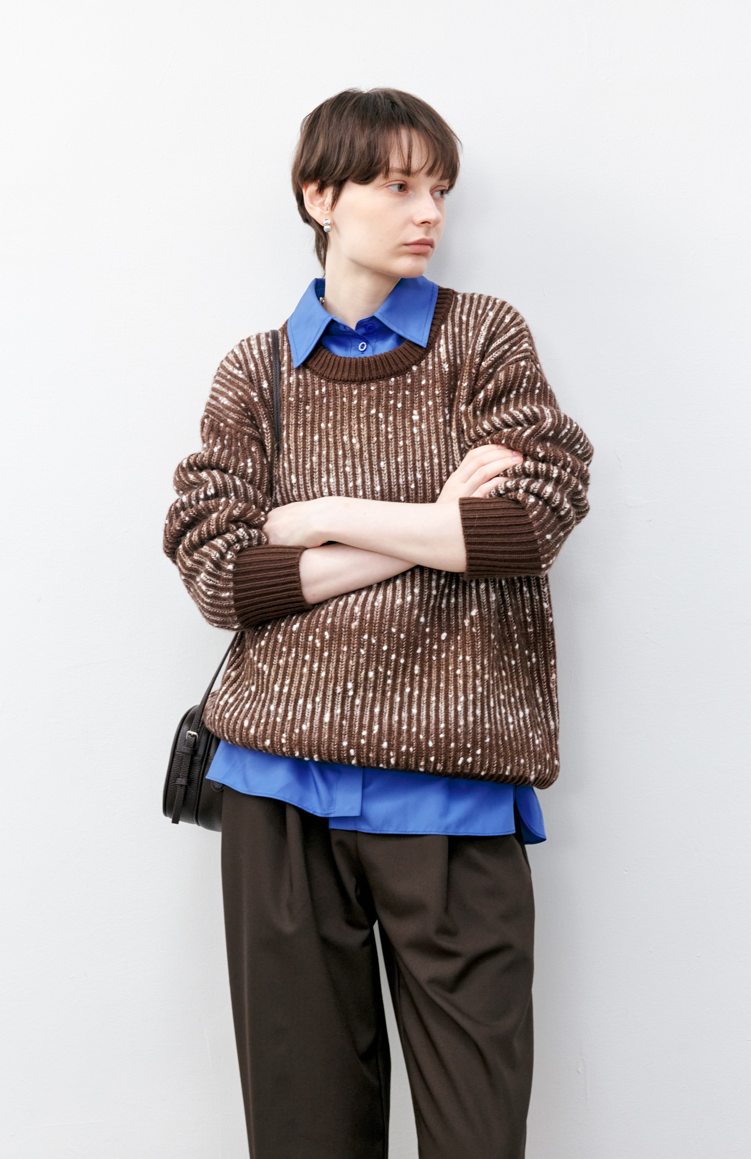 SNOW DOT BROWN SWEATER / スノードットブラウンセーター