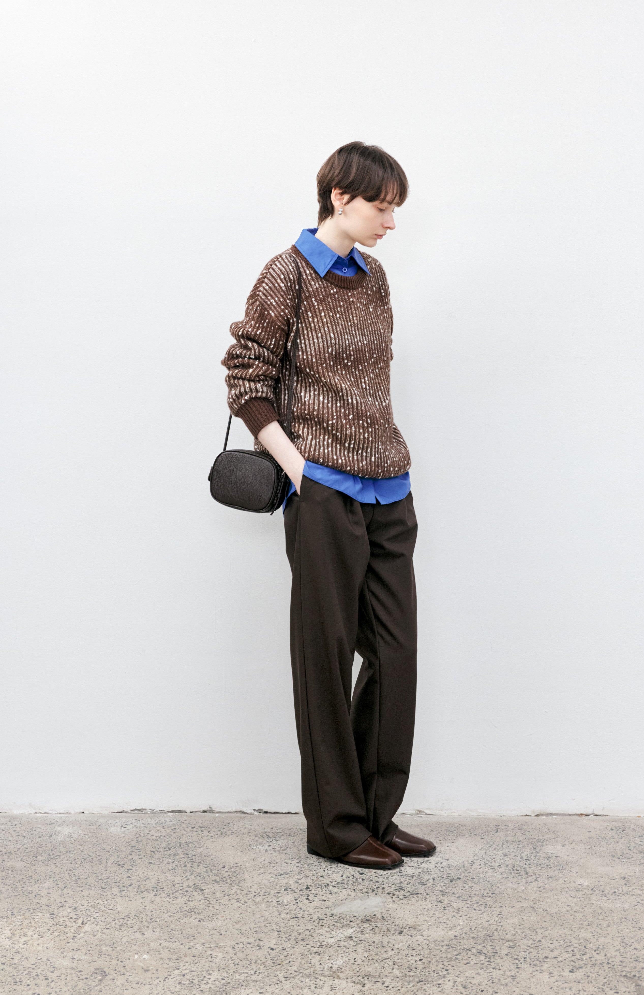 SNOW DOT BROWN SWEATER / スノードットブラウンセーター