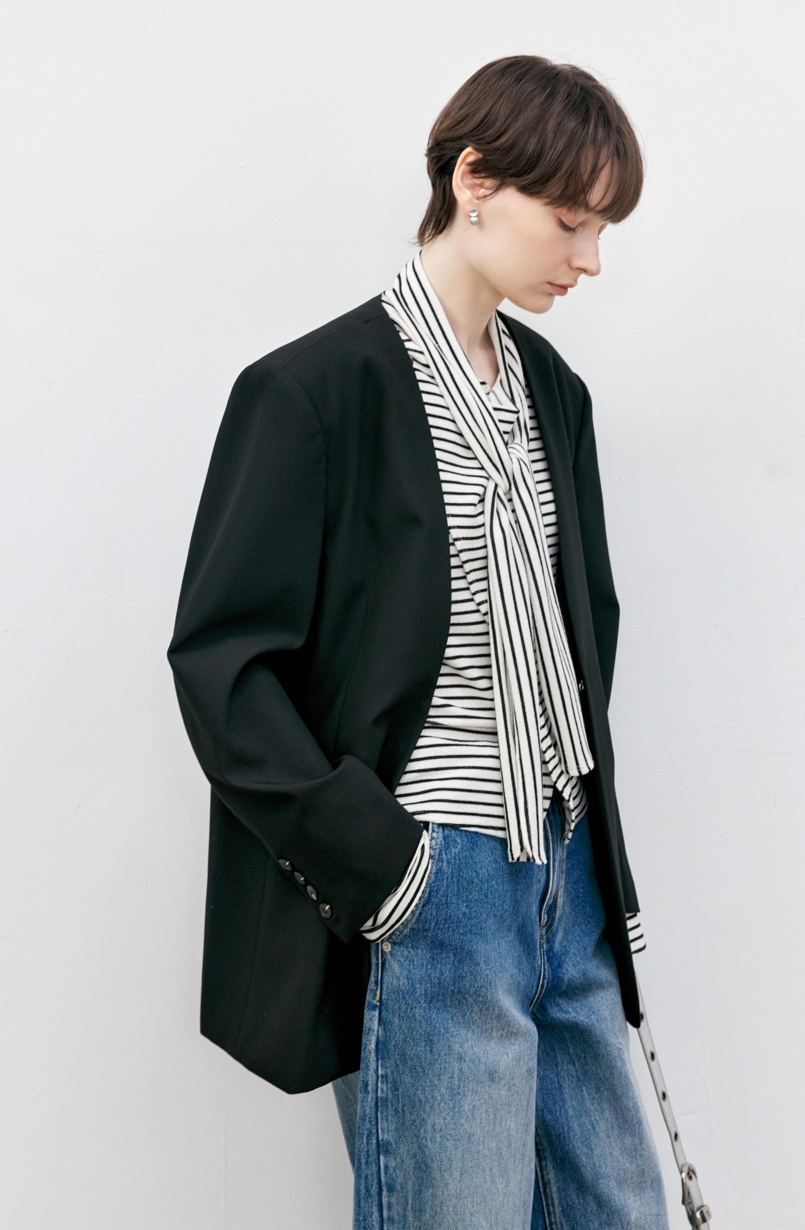 FLARE CROSS STRIPED SHIRT / フレアクロスストライプシャツ