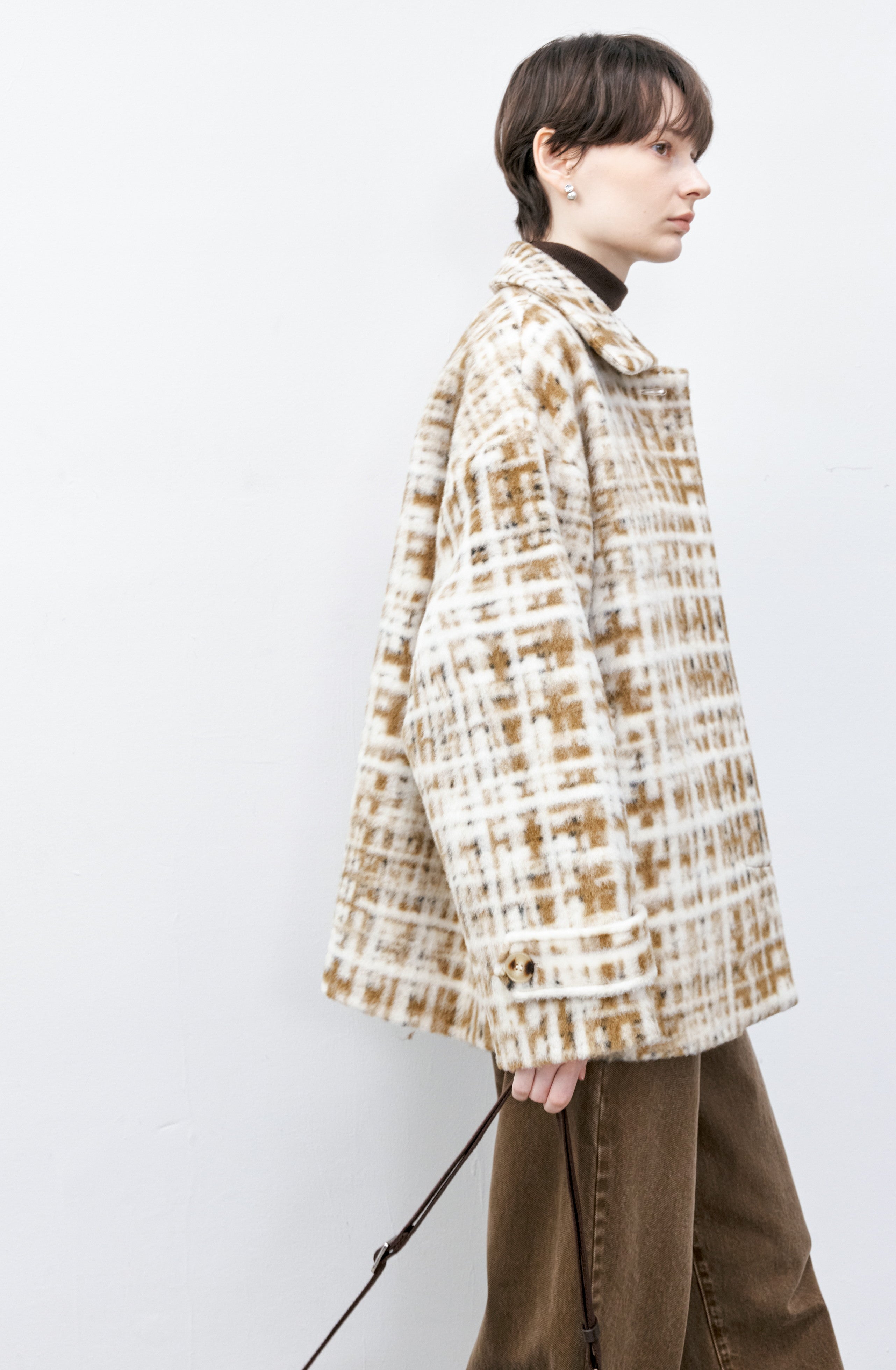 HAZY PLAID DESIGN SOFT JACKET