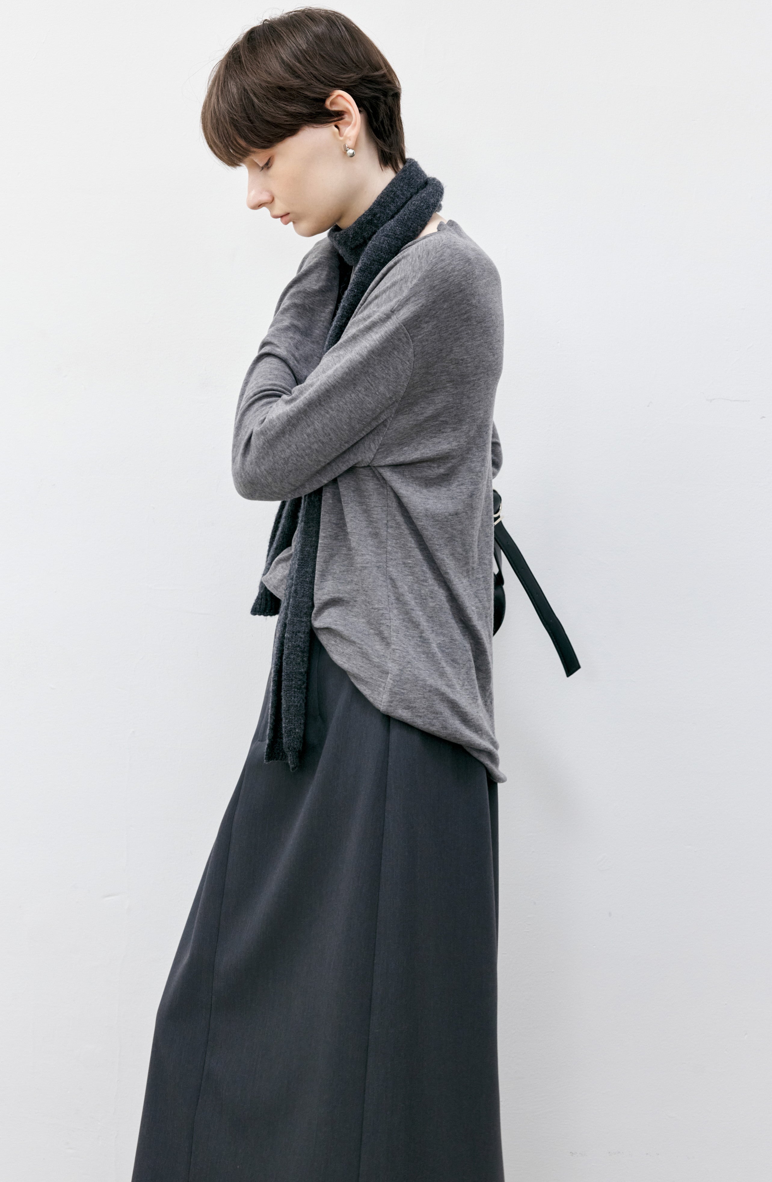 BOAT NECK DRAPE TOP / ボートネックドレープトップ