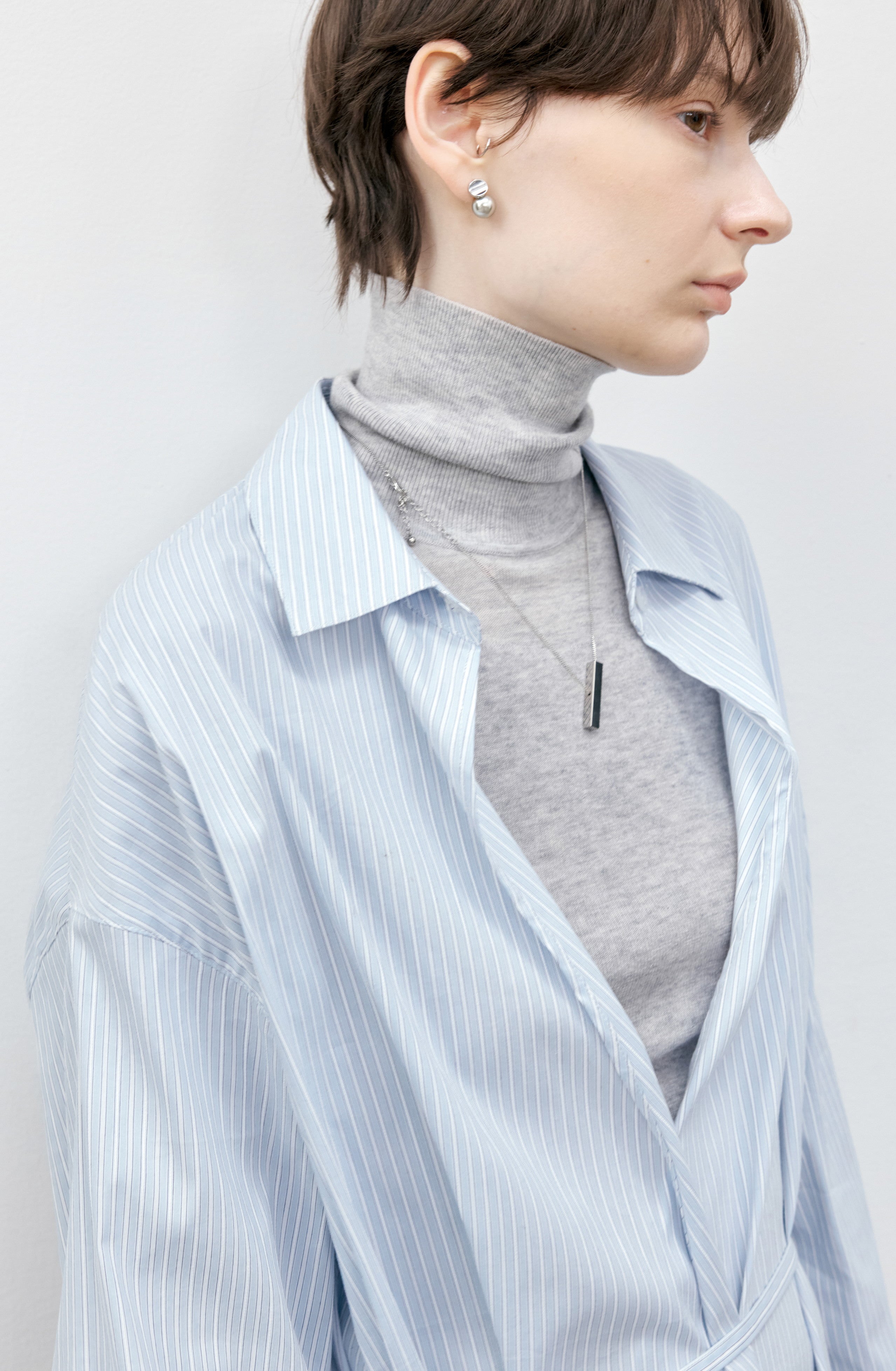 STRIPE-PLAID STRING SHIRT / ストライプ-チェックストリングシャツ