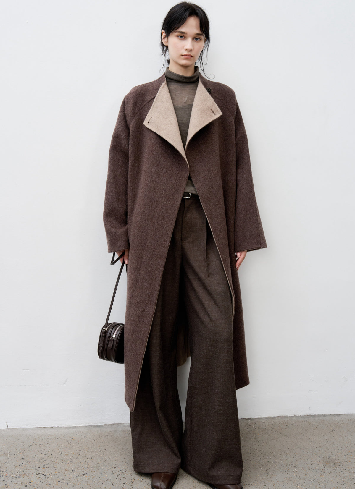 WRAP LAPEL WOOL100% COAT