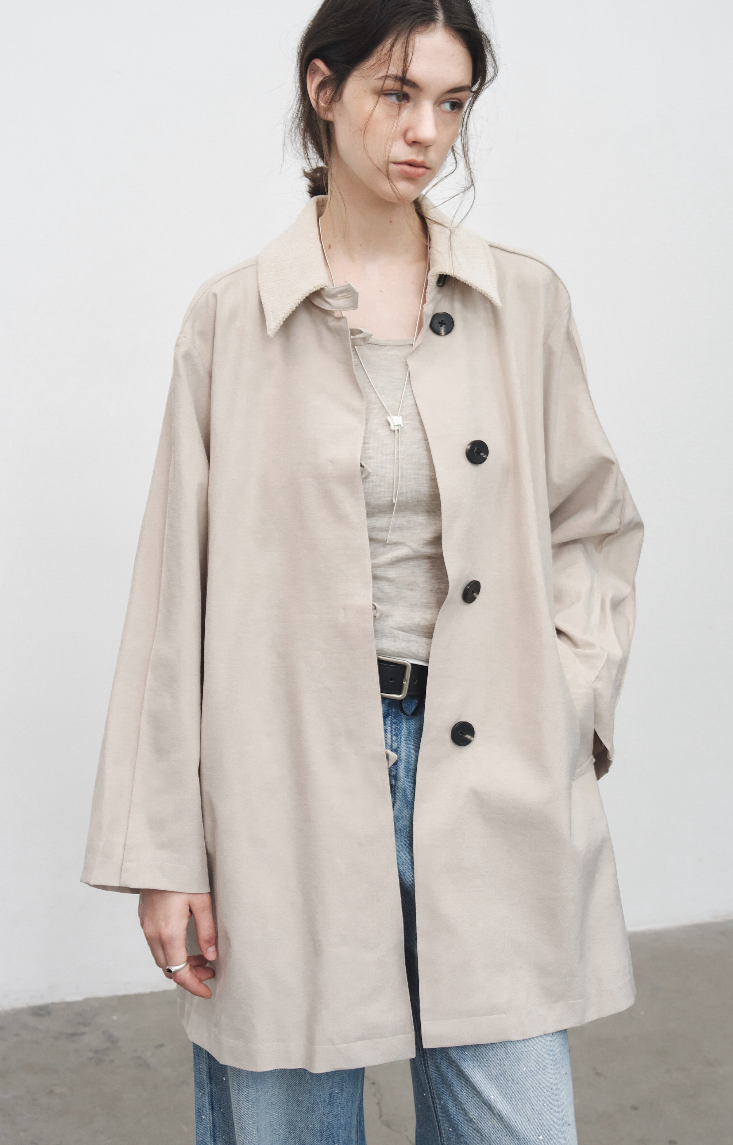 CORDUROY LAPEL MIDDLE JACKET