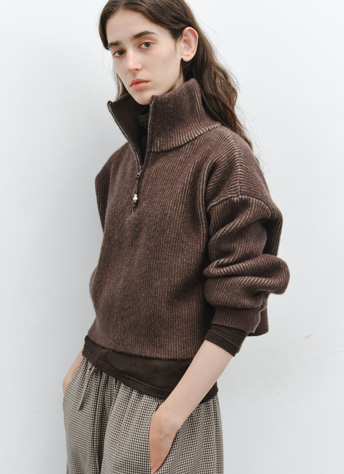 HALF ZIP SHORT SWEATER