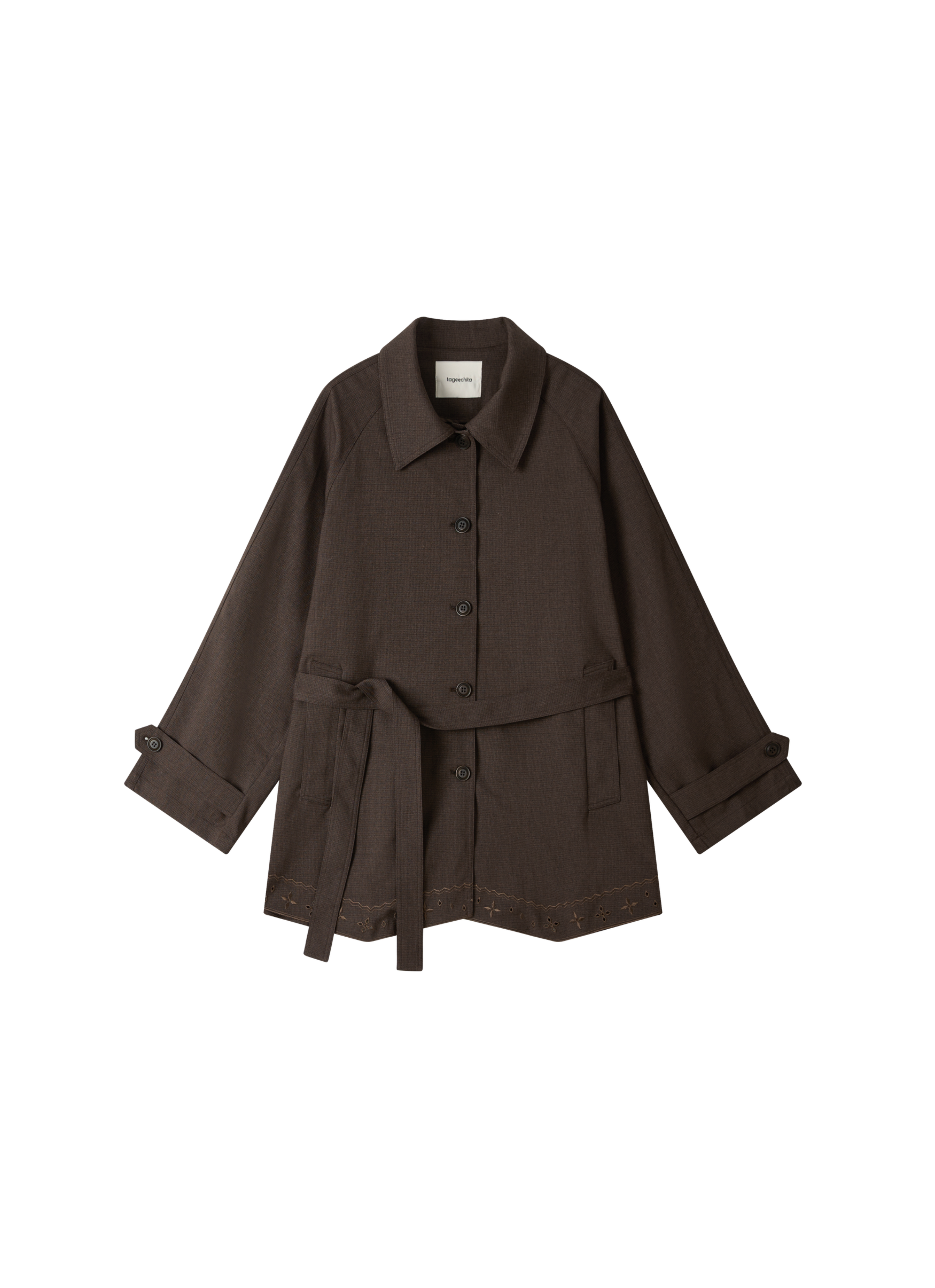 EMBROIDERY HEM MIDI TRENCH