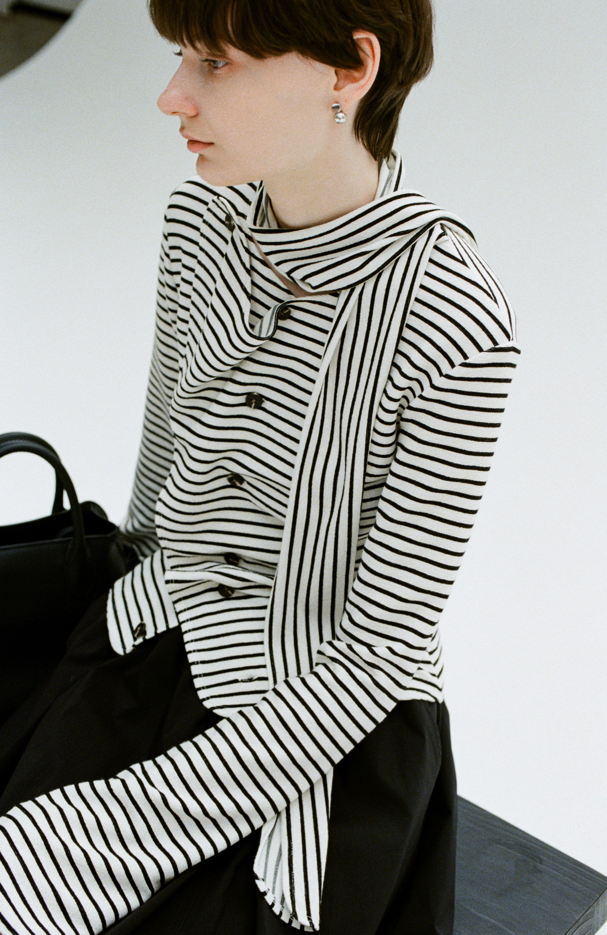 FLARE CROSS STRIPED SHIRT / フレアクロスストライプシャツ