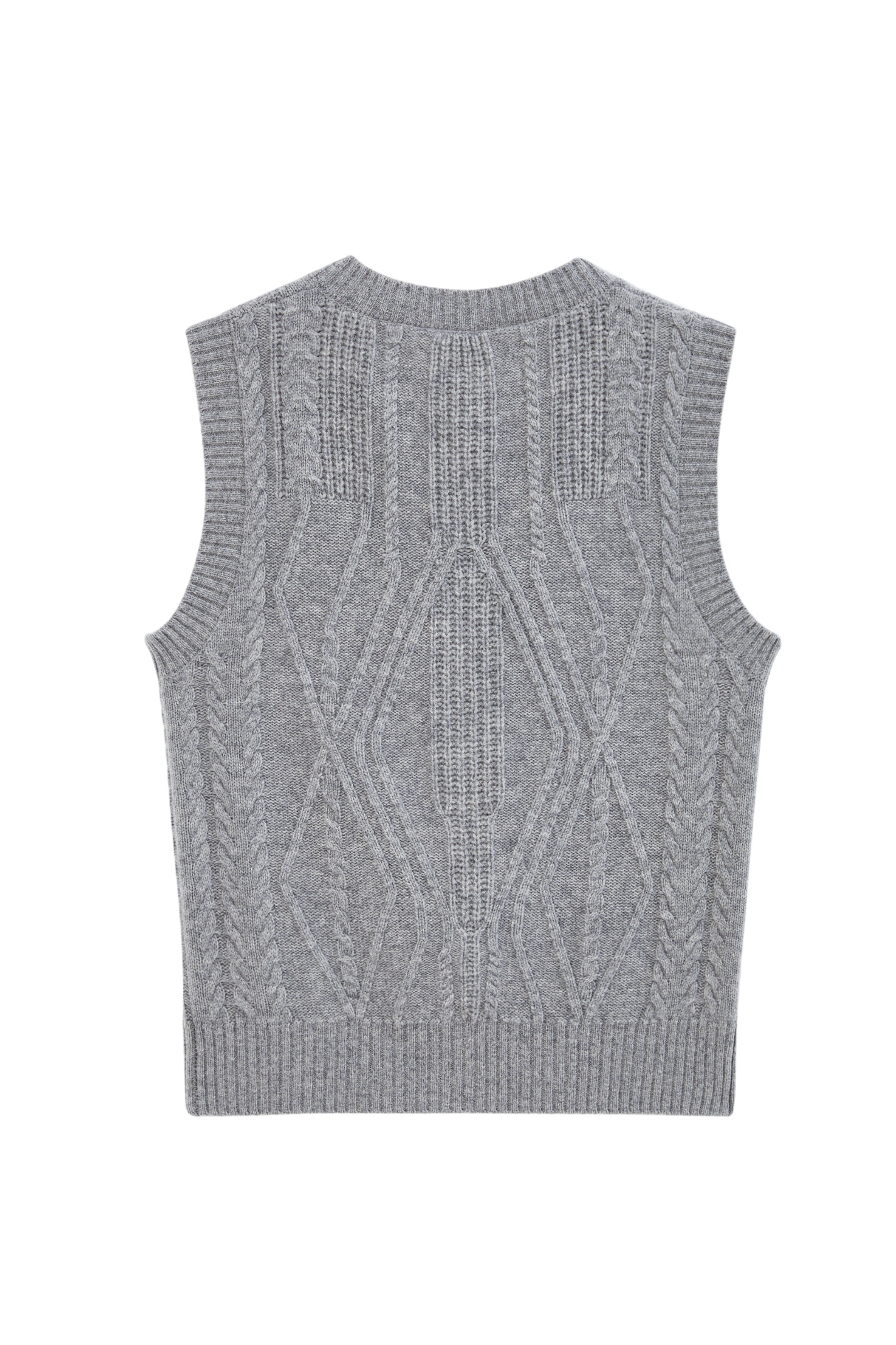 WOOL CABLE CARDIGAN VEST