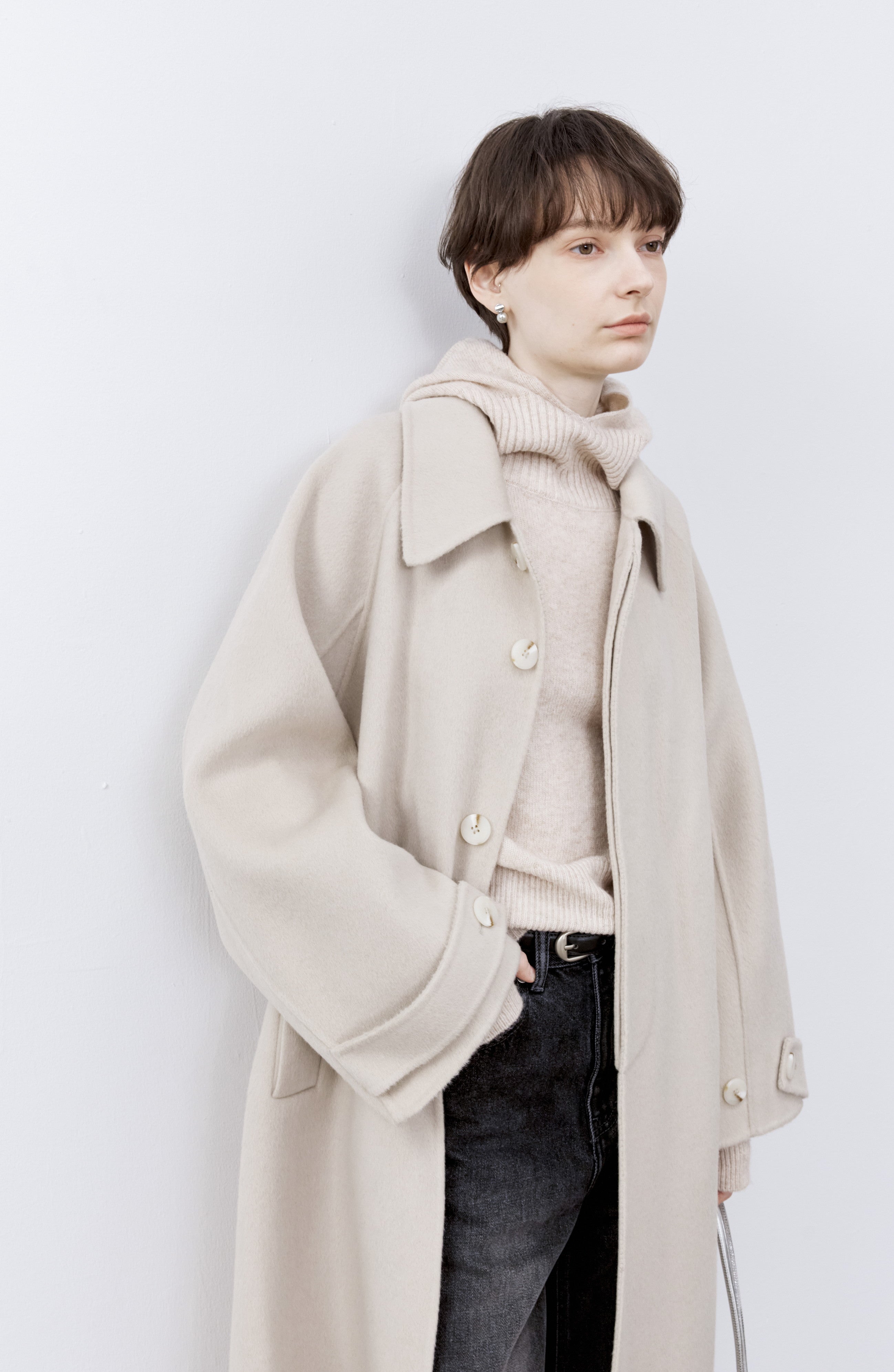 NATURAL DUSTY WOOL COAT / ナチュラルダスティーウールコート