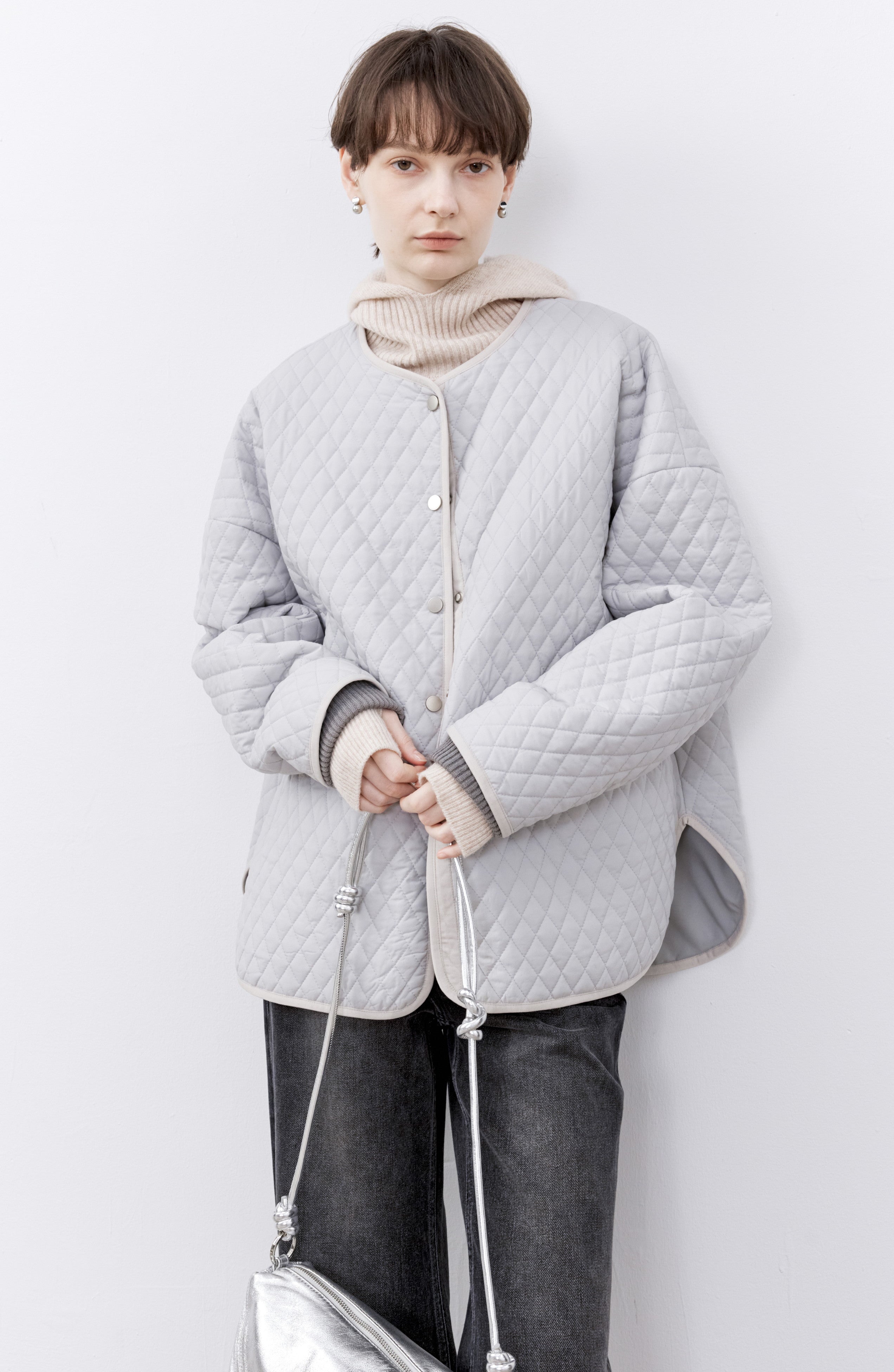 COLLARLESS QUILTED JACKET