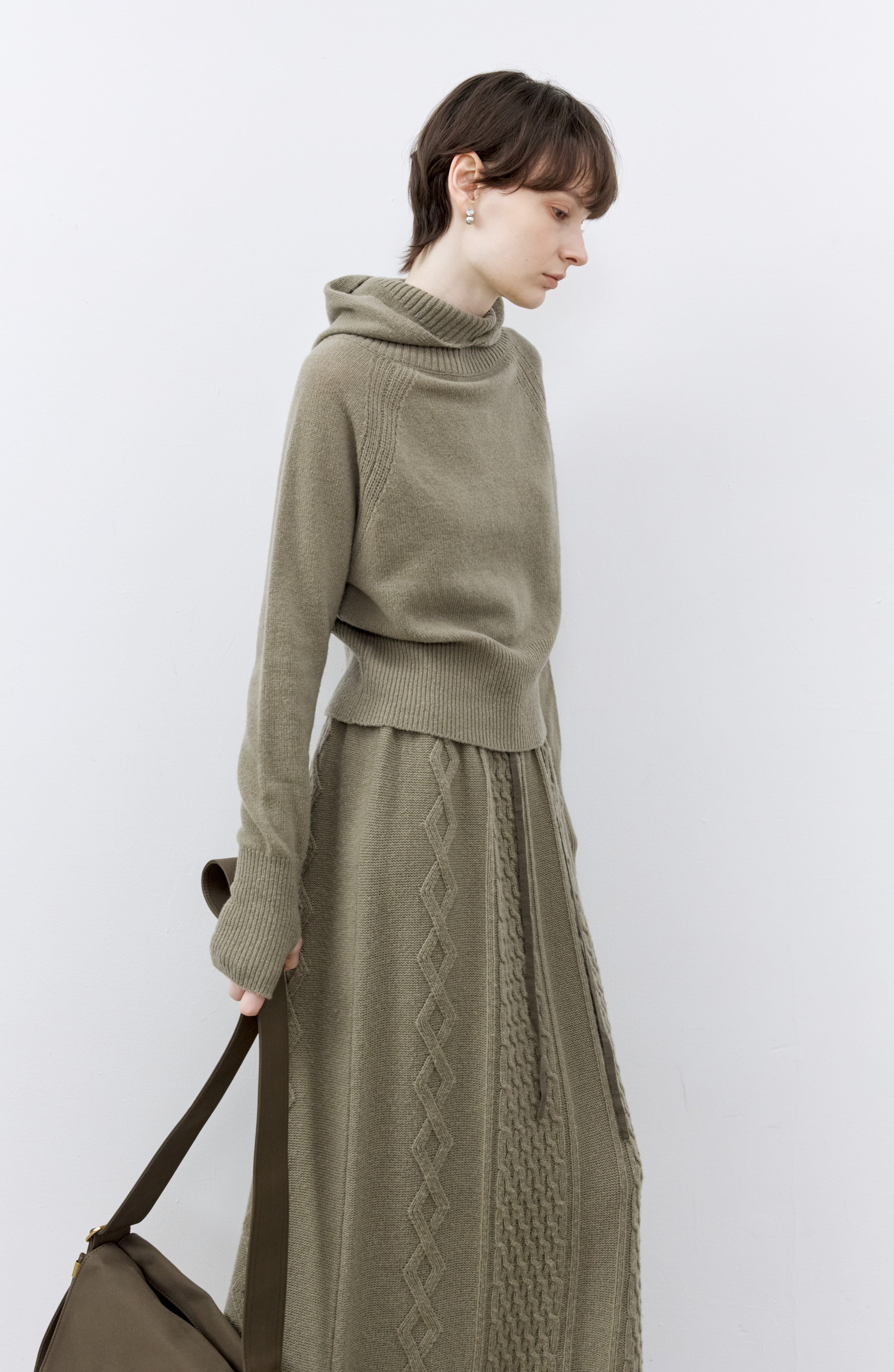 CABLE KNIT WOOL SKIRT