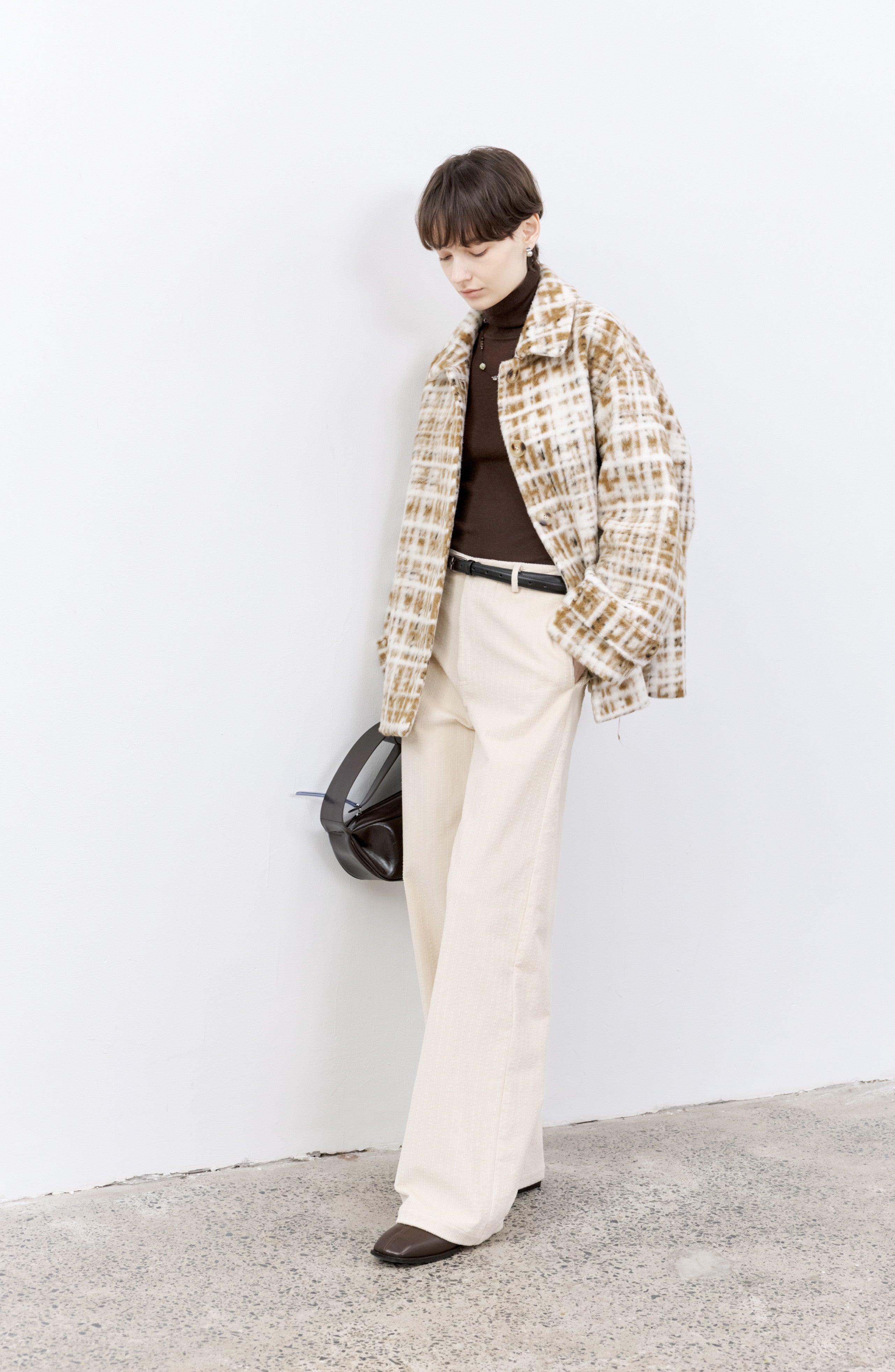 HAZY PLAID DESIGN SOFT JACKET