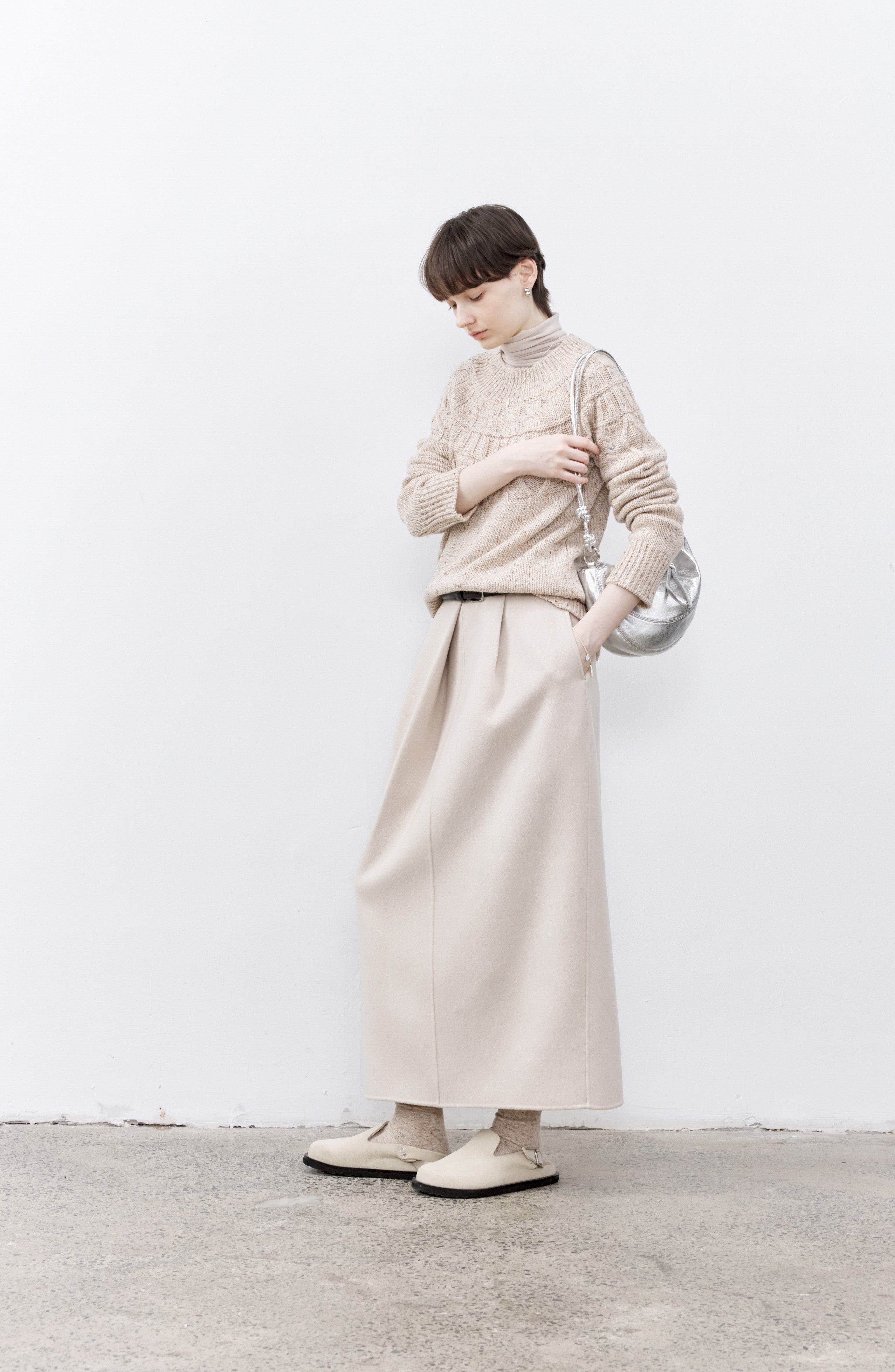 PUFF PLEATED WOOL SKIRT / パフプリーツウールスカート