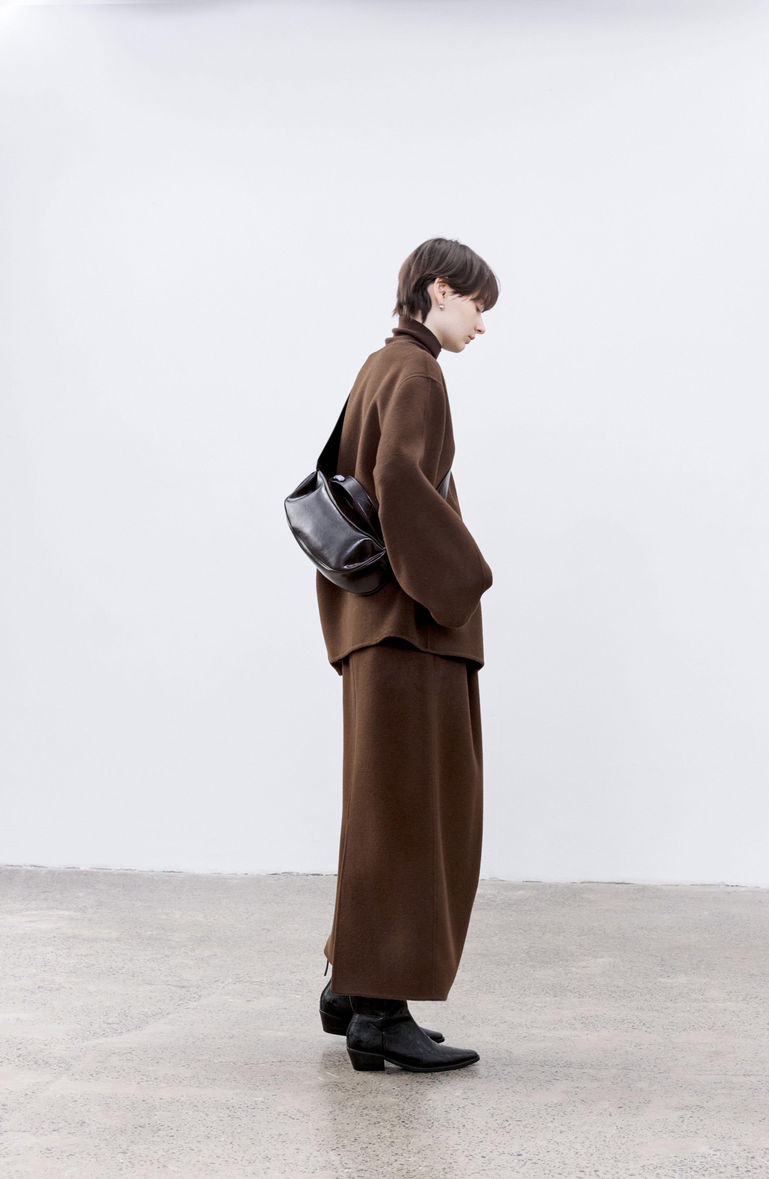 LAYERED PLACKET WOOL COAT / レイヤードプラケットウールコート