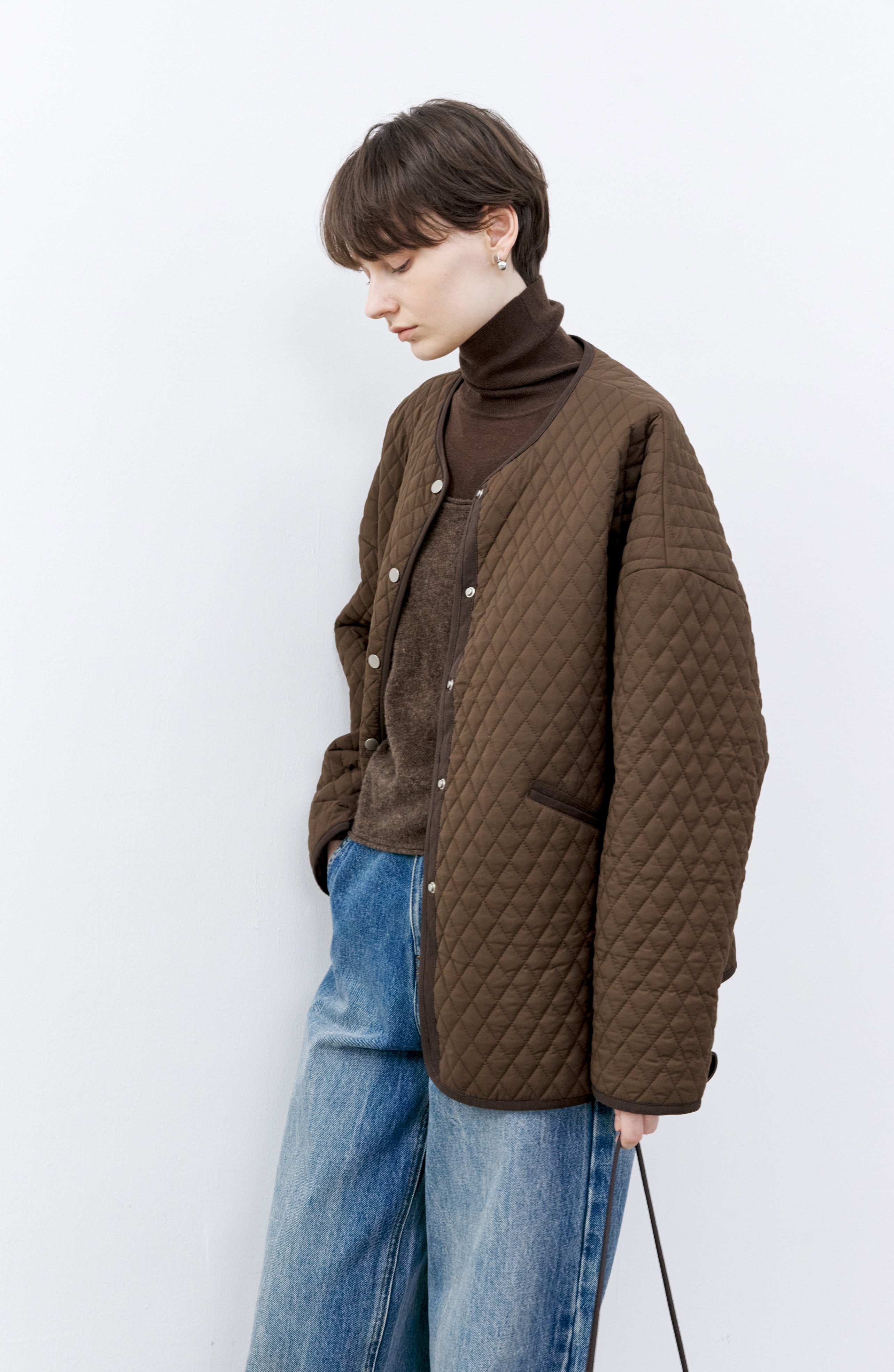 COLLARLESS QUILTED JACKET / ノーカラーキルティングジャケット