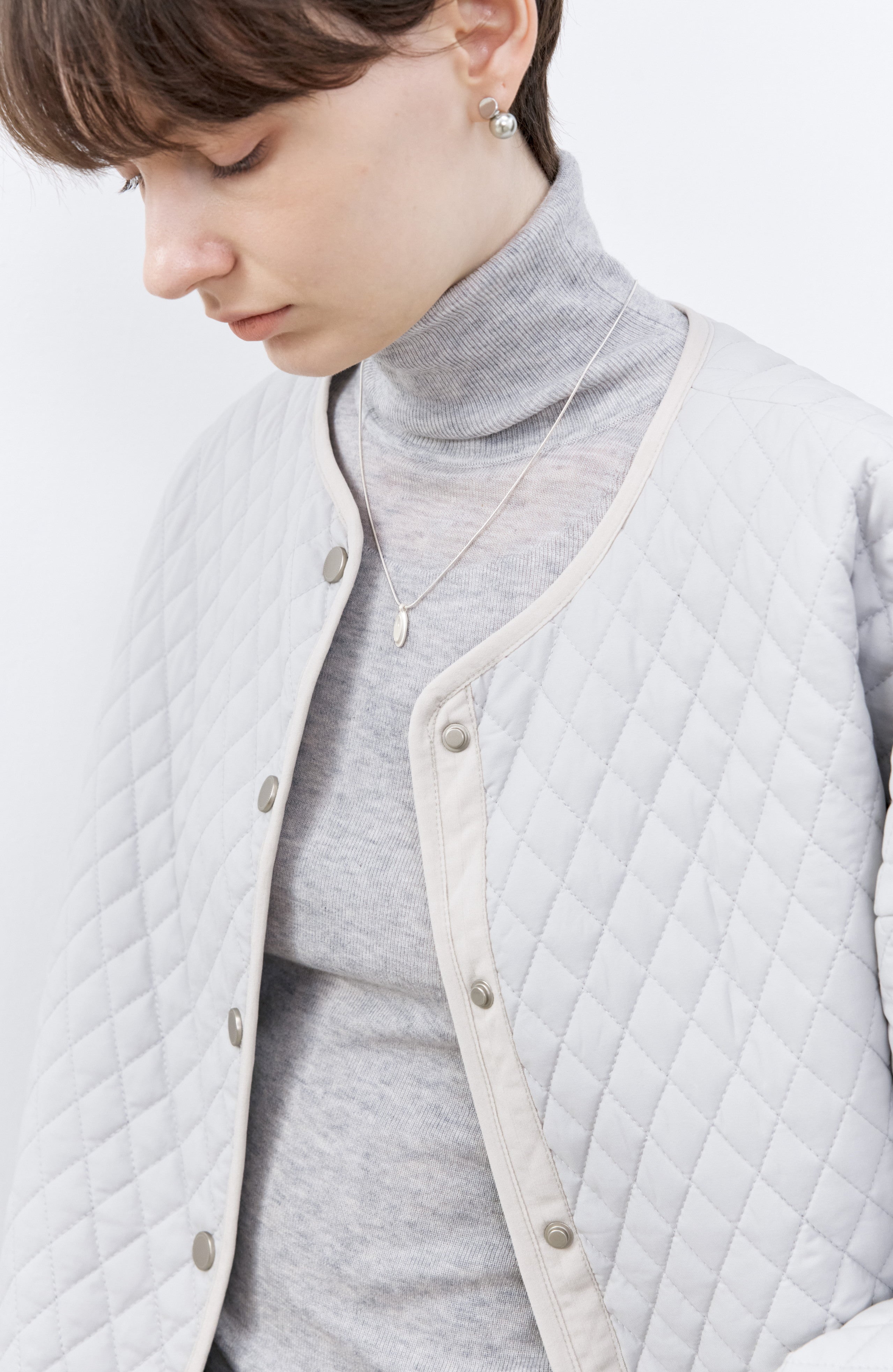 COLLARLESS QUILTED JACKET / ノーカラーキルティングジャケット