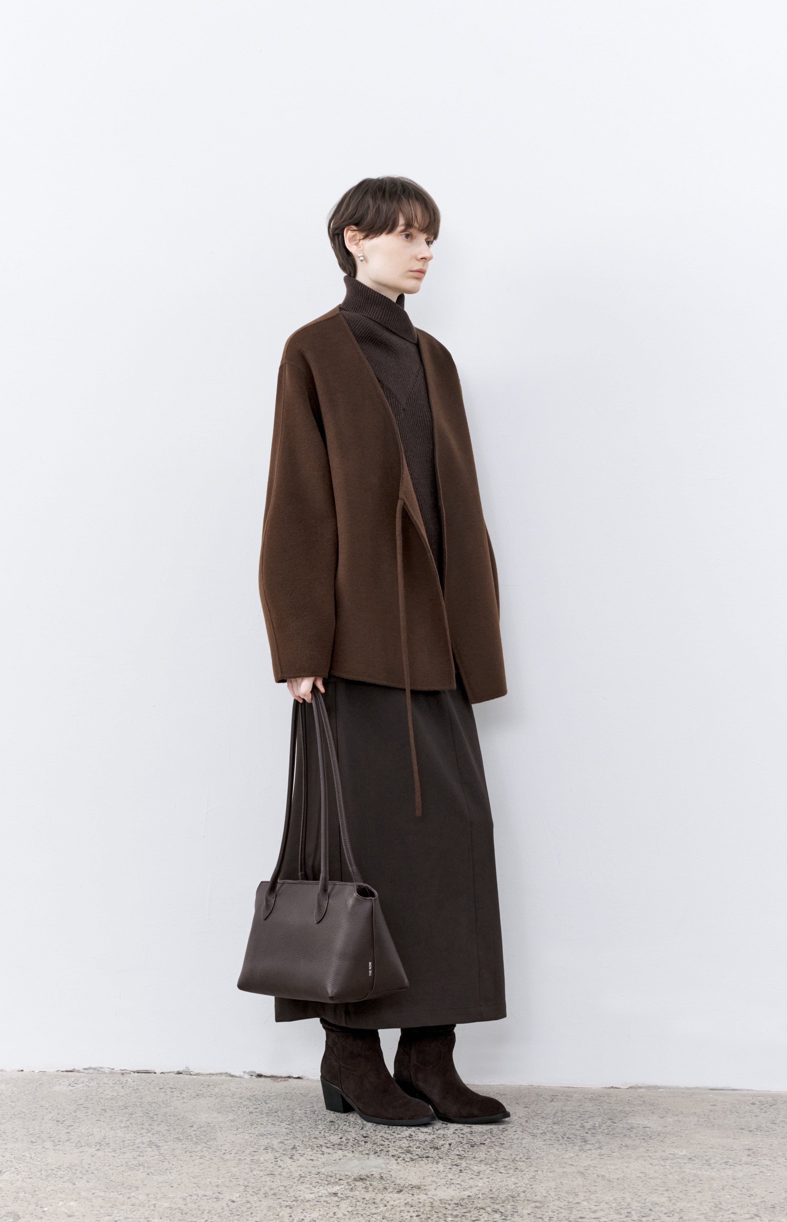 LAYERED PLACKET WOOL COAT