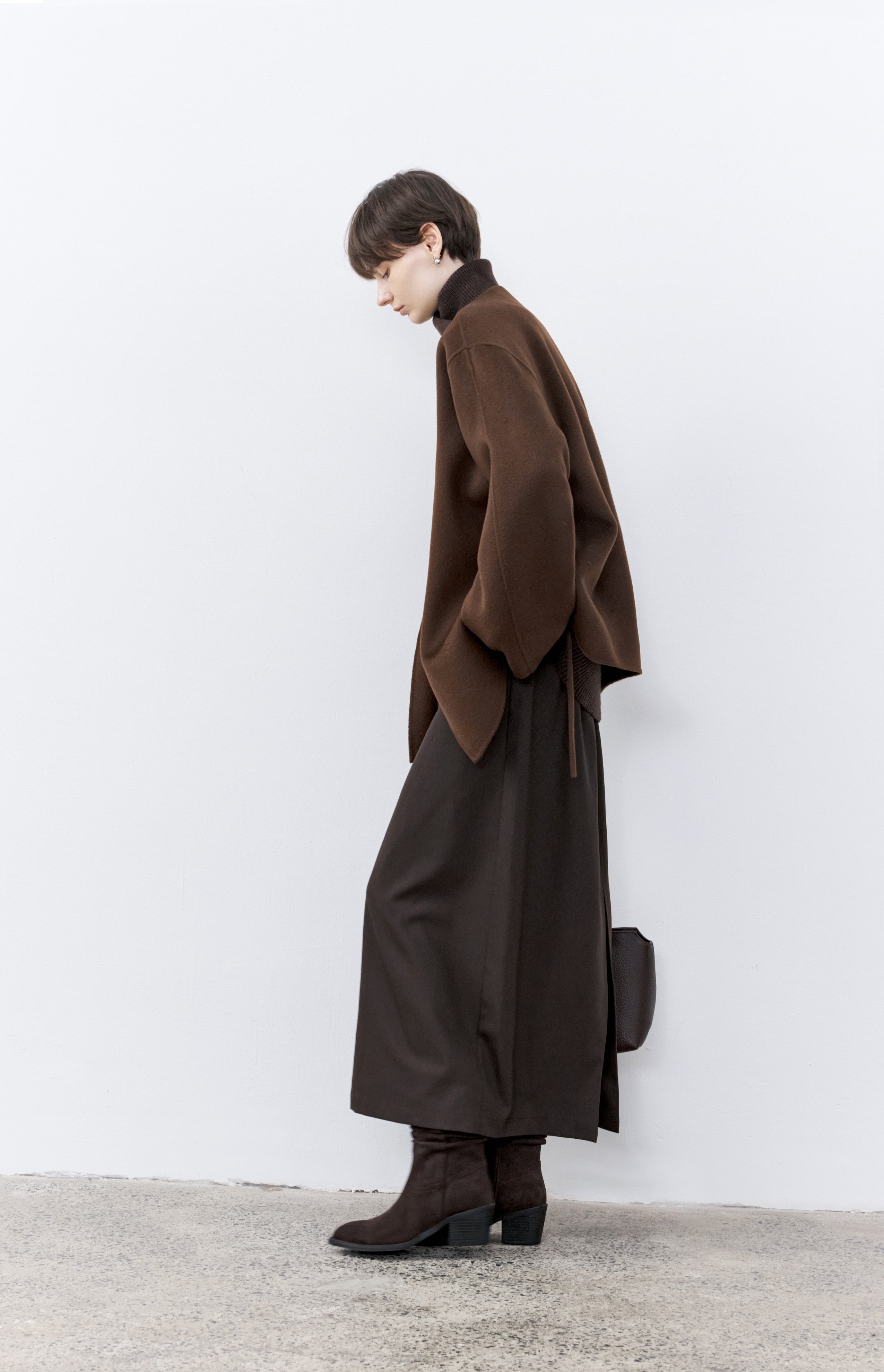 LAYERED PLACKET WOOL COAT