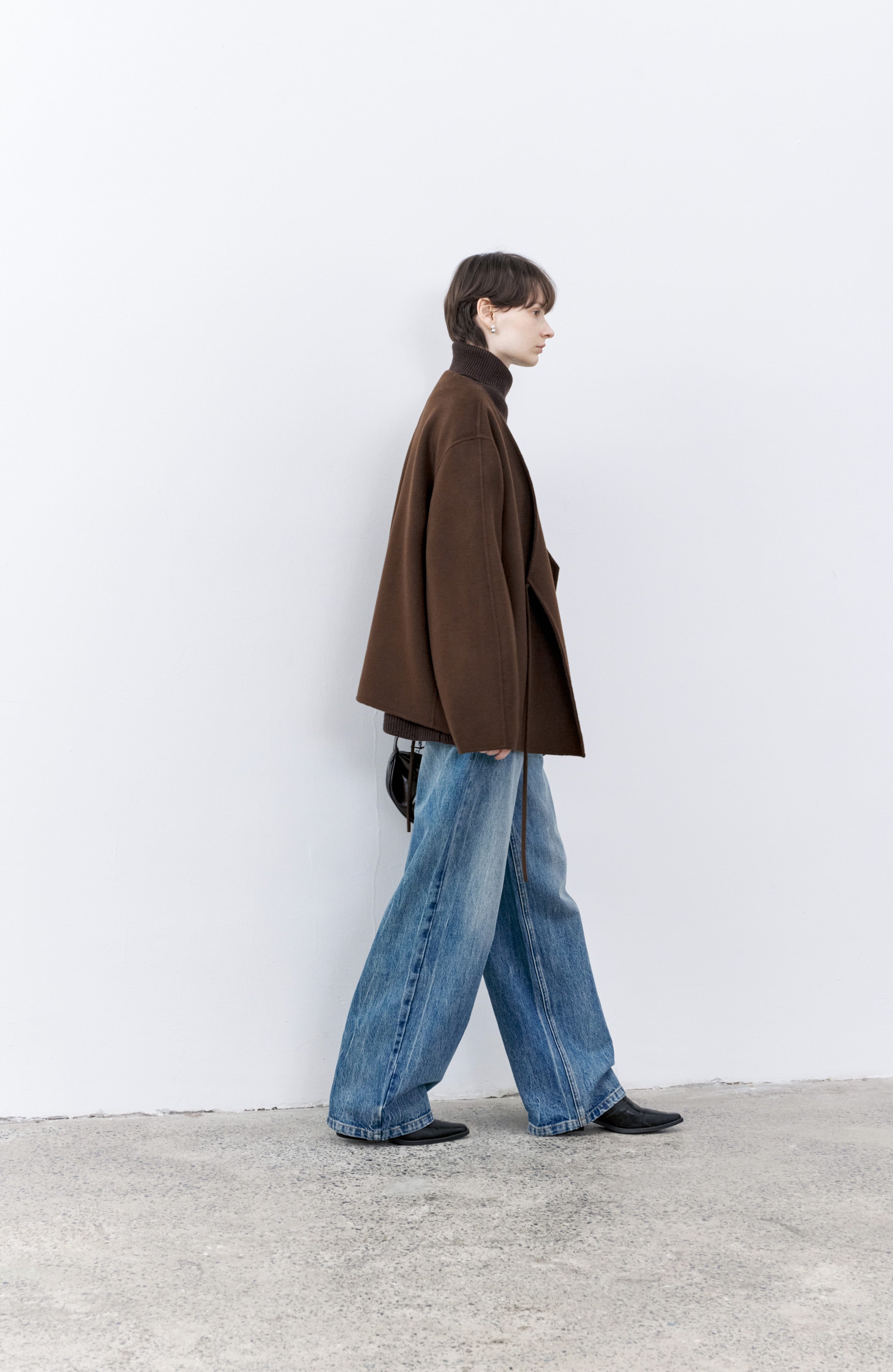 LAYERED PLACKET WOOL COAT