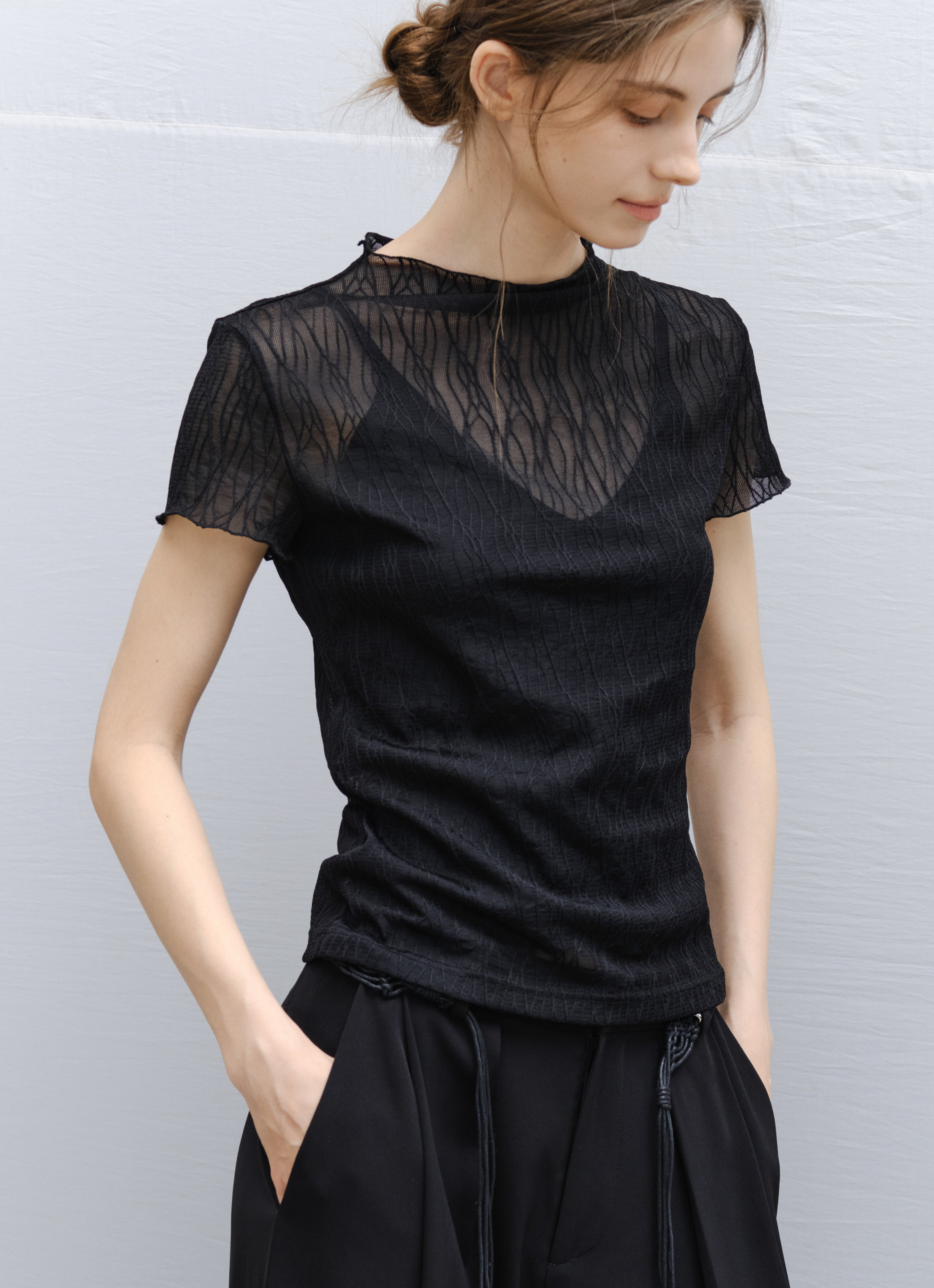 WAVE JACQUARD SHEER TEE / ウェーブジャカードシアーティー