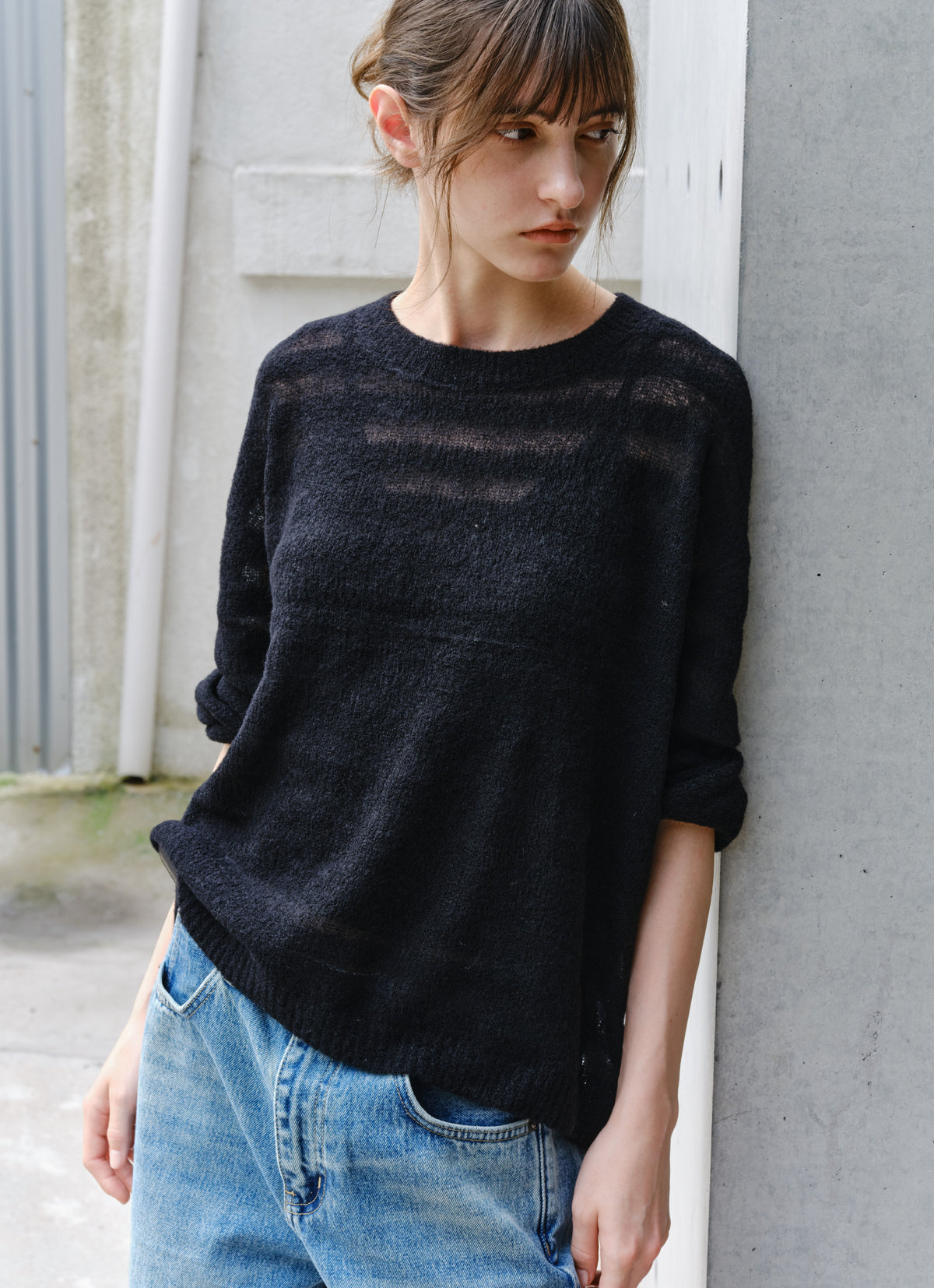 COLOR STRIPE LOOSE SWEATER