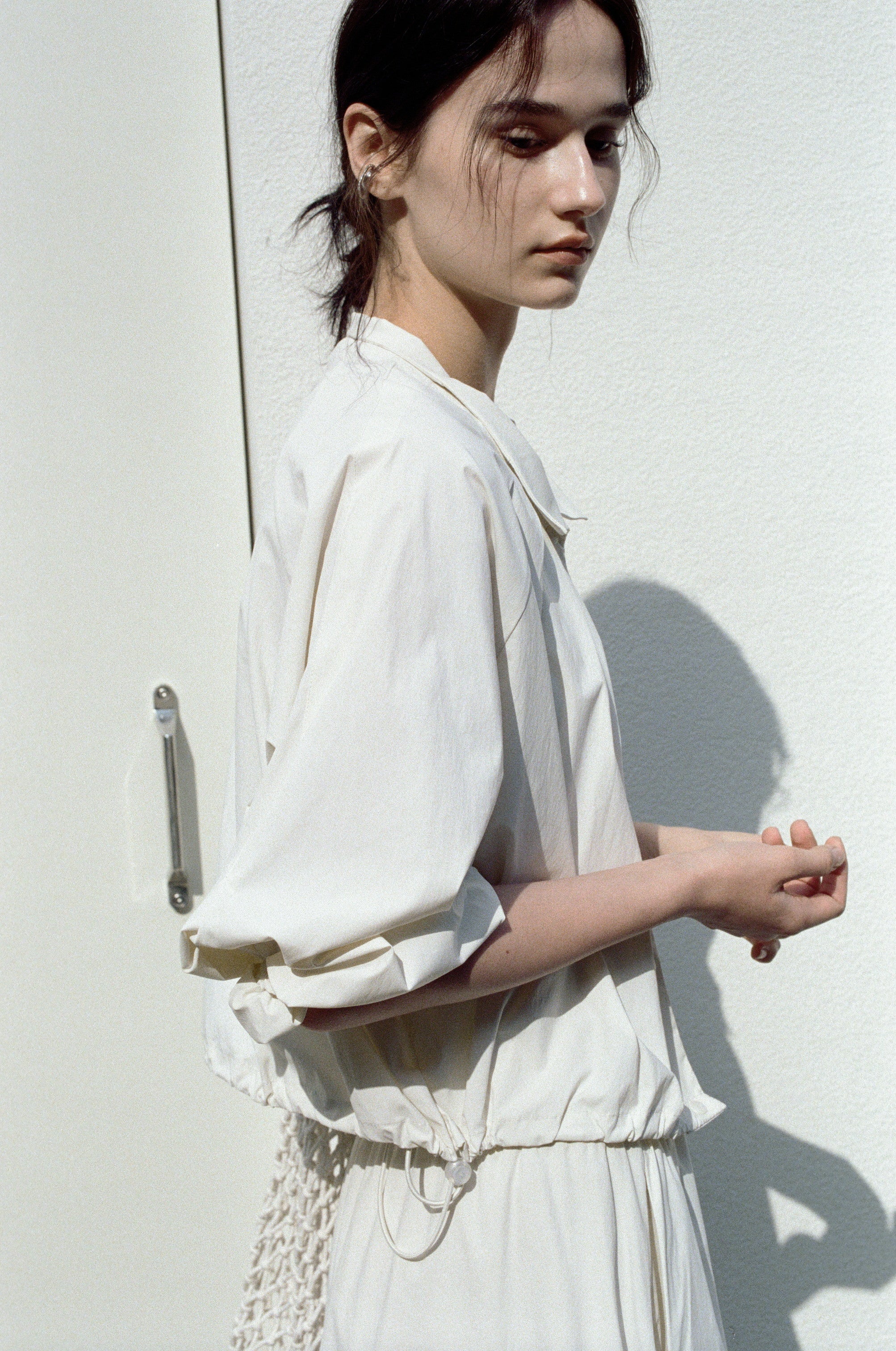 UV CUT NECK PLEATED DRAPE BLOUSON / UVカットネックプリーツドレープブルゾン
