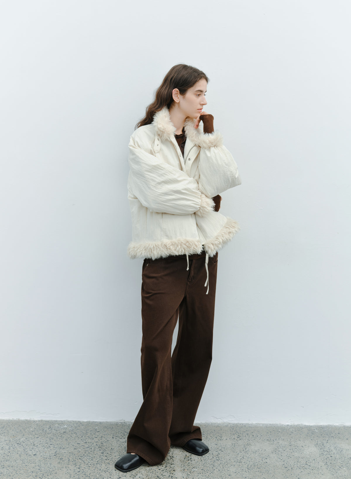 FUR EDGE BELT DOWN JACKET