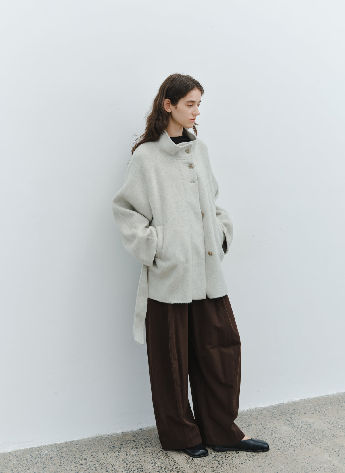 FEATHER WOOL100% MIDI COAT