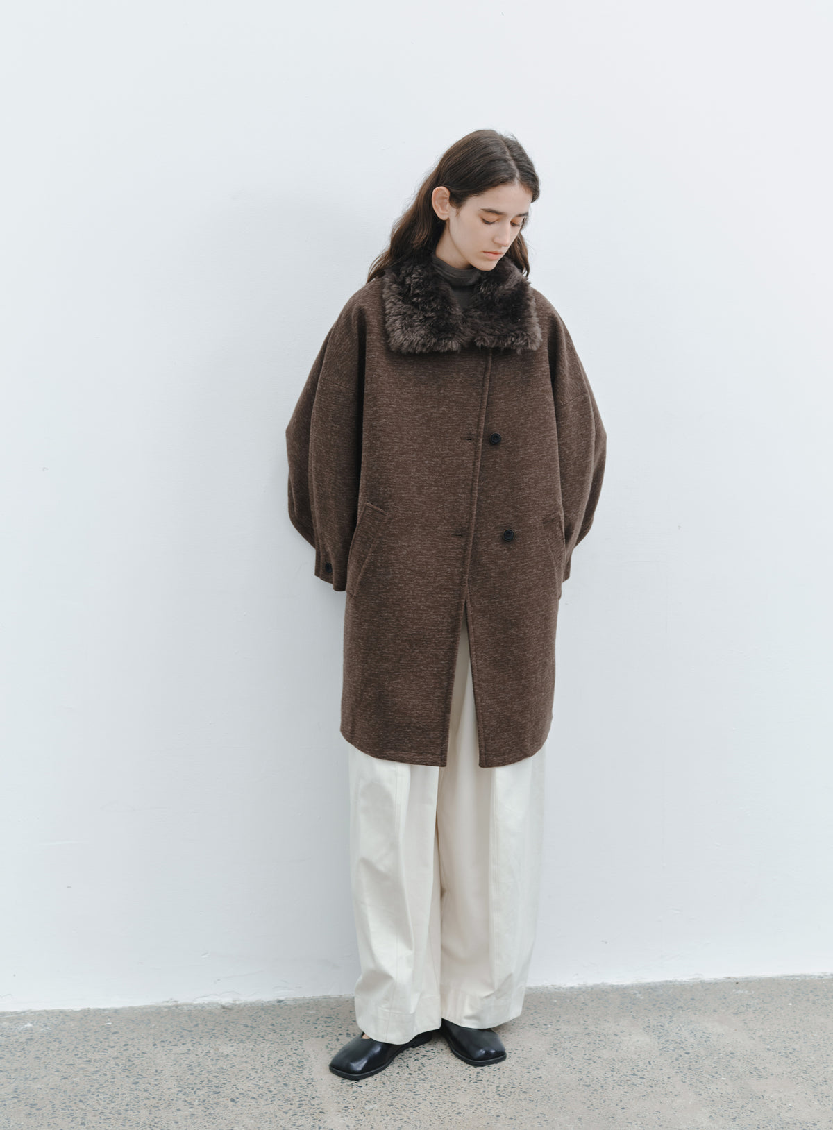 BATWING SLEEVE FUR COAT