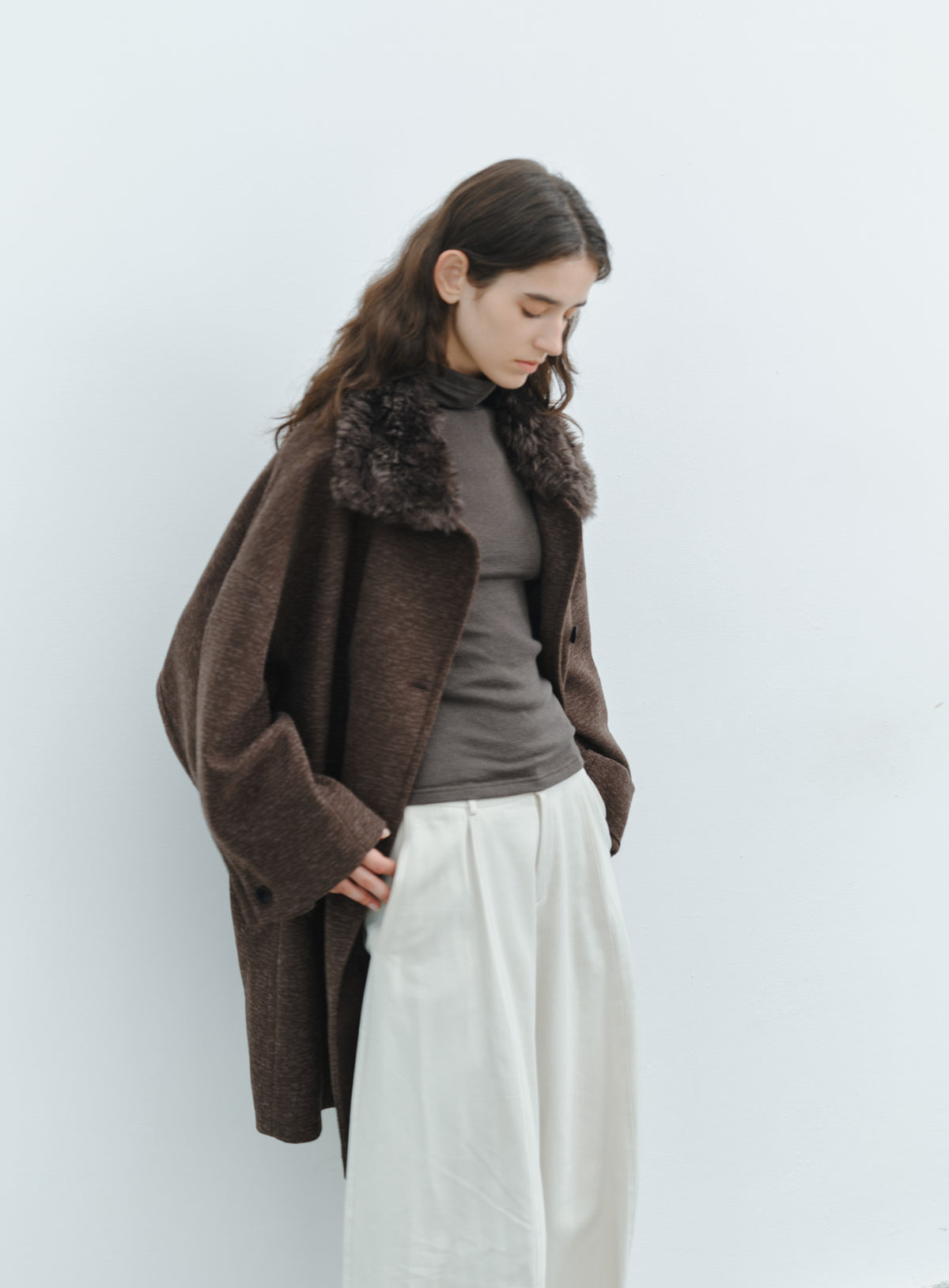 BATWING SLEEVE FUR COAT