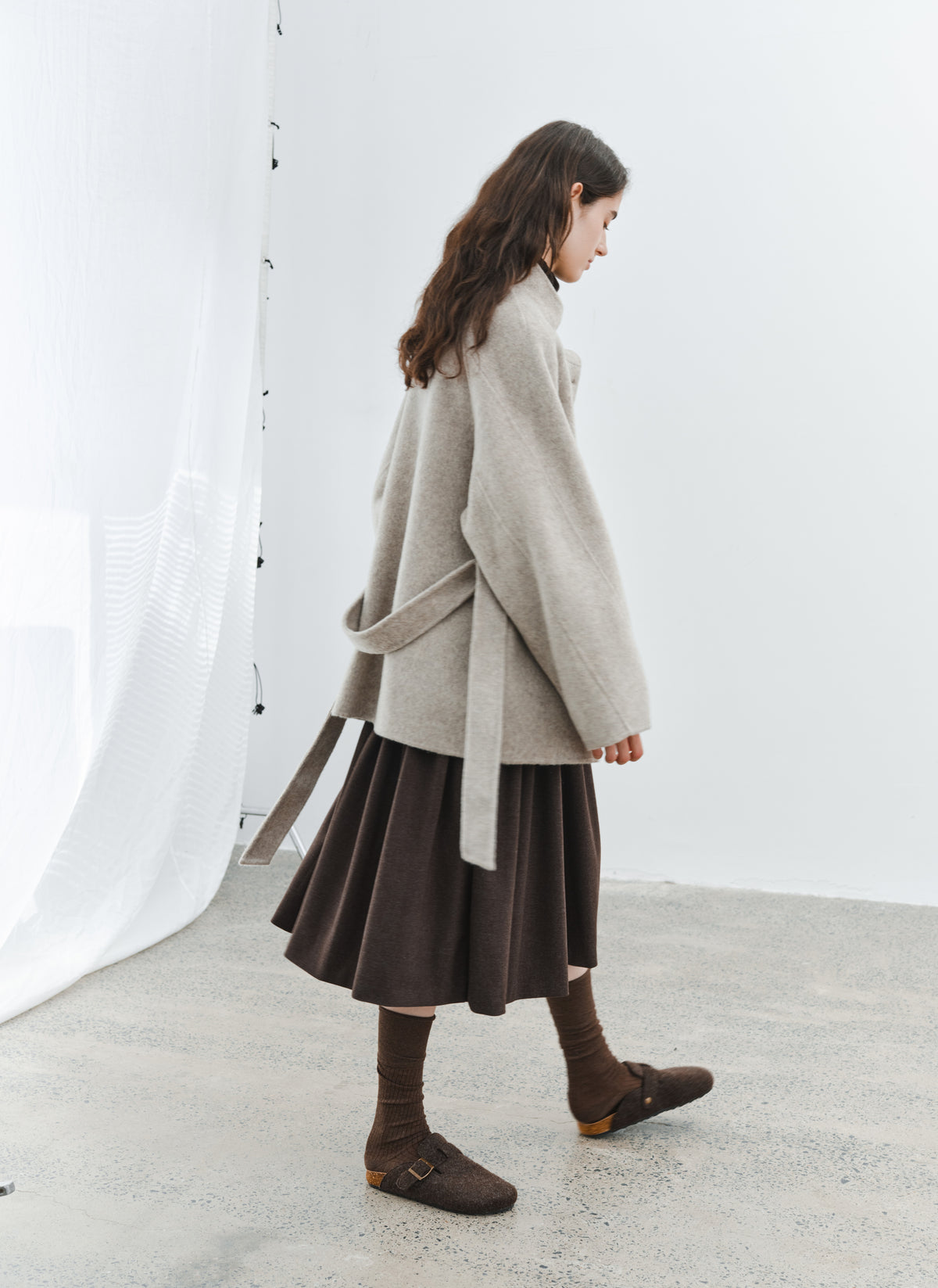 FEATHER WOOL100% MIDI COAT