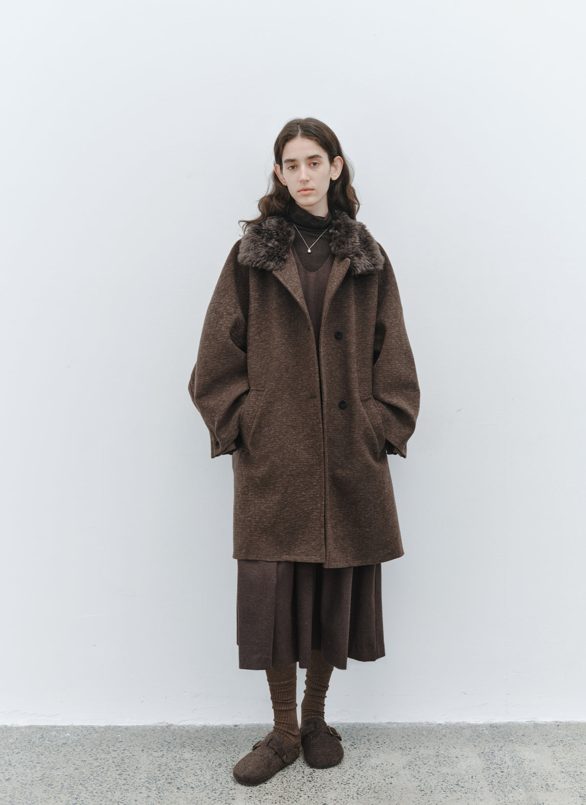BATWING SLEEVE FUR COAT