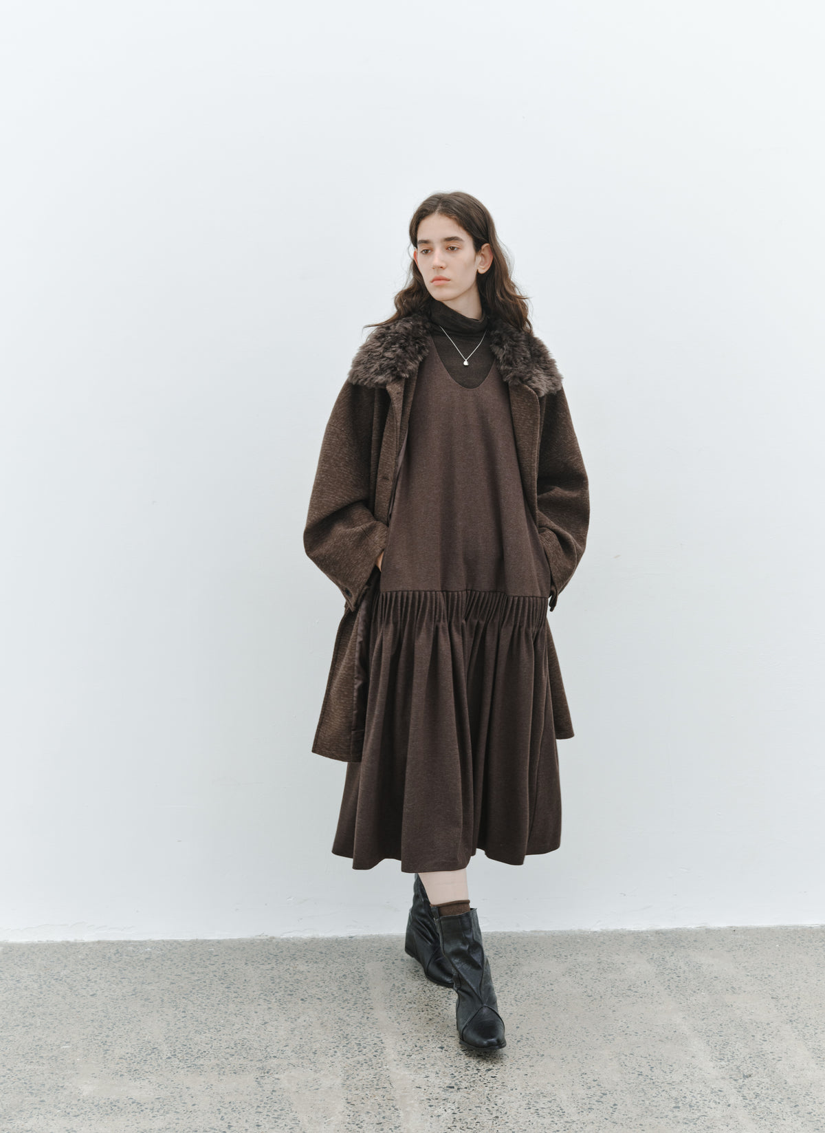 BATWING SLEEVE FUR COAT