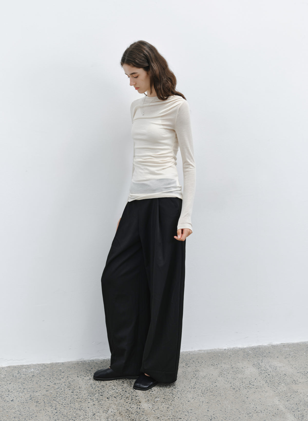 SHARP DRAPE WIDE SLACKS
