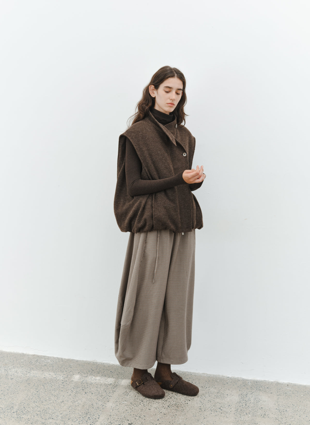 CHECK COCOON WIDE PANTS