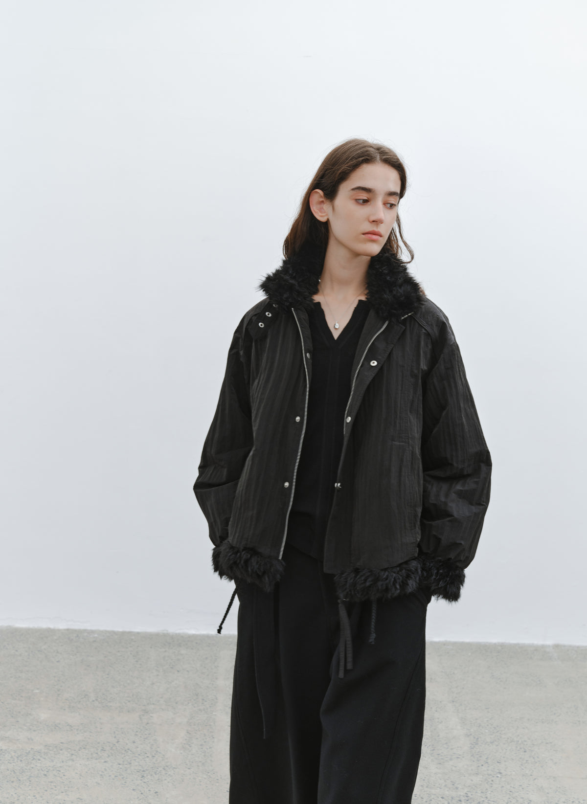 FUR EDGE BELT DOWN JACKET