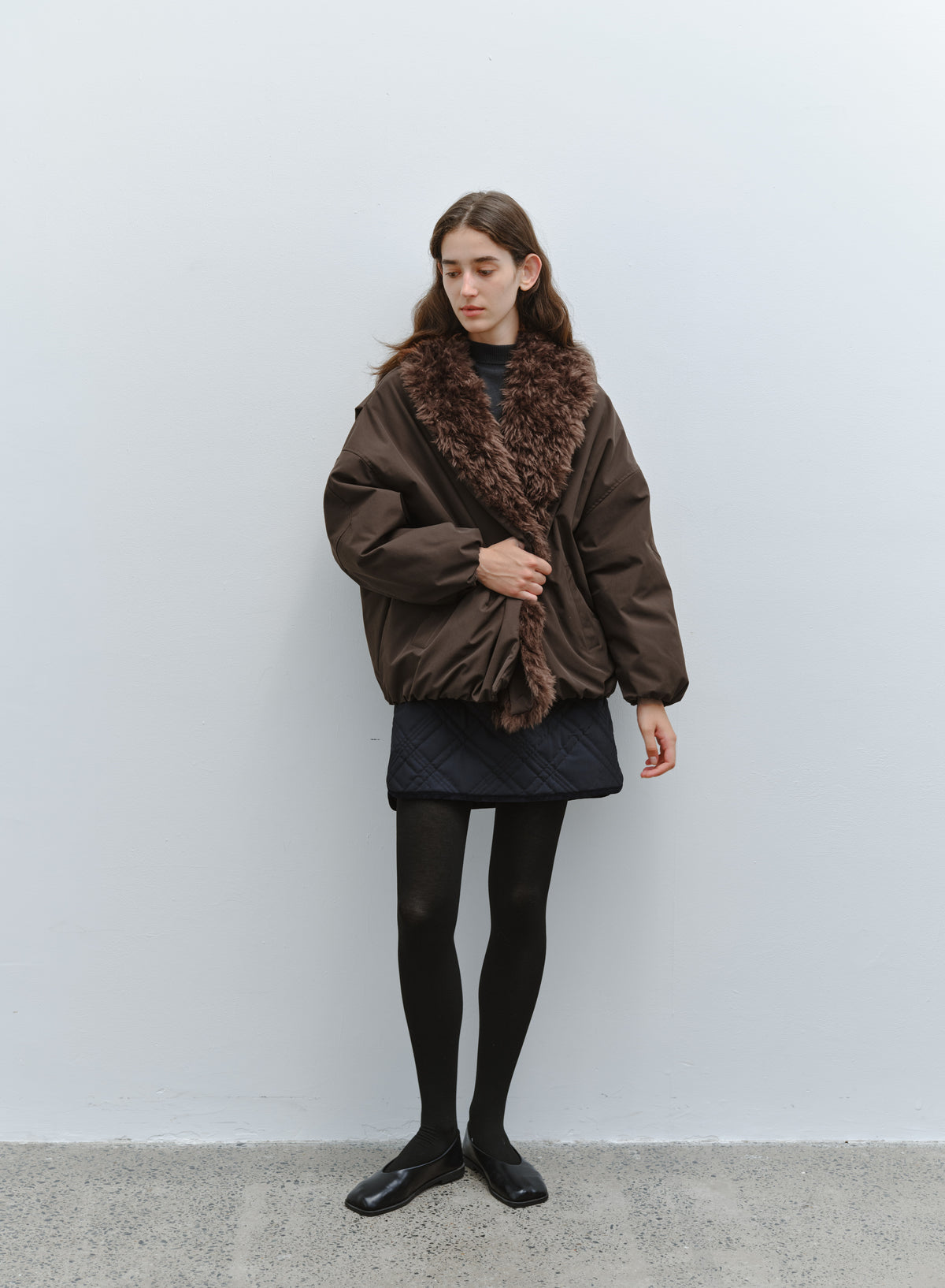 FUR LAPEL VOLUME BLOUSON