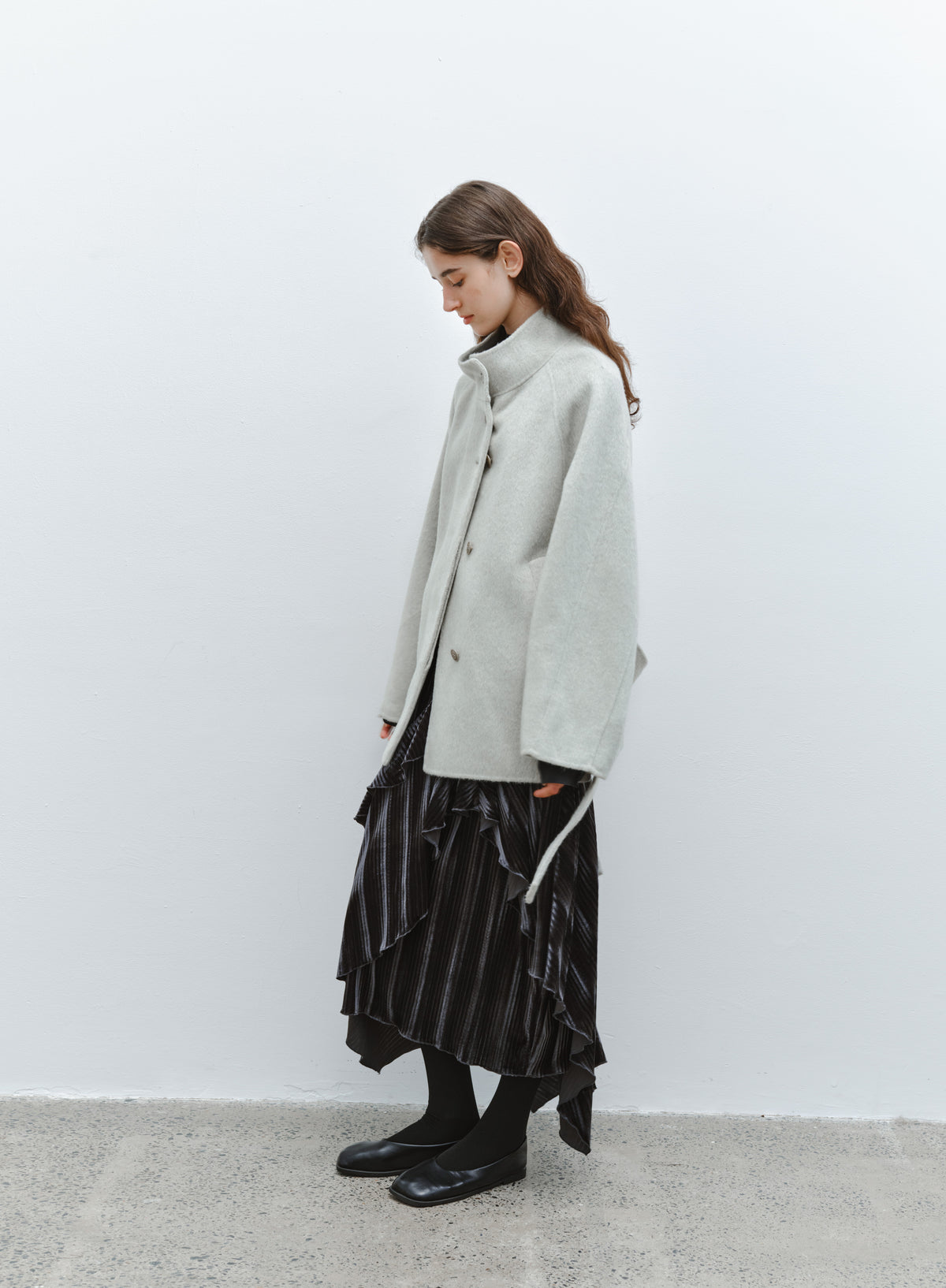 FEATHER WOOL100% MIDI COAT