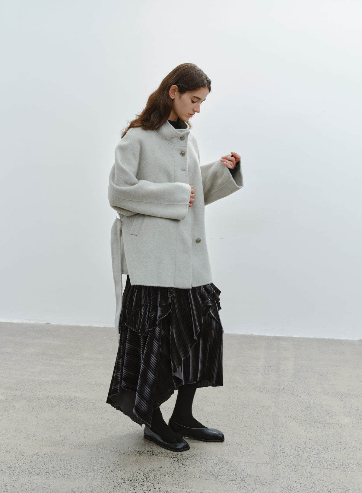FEATHER WOOL100% MIDI COAT