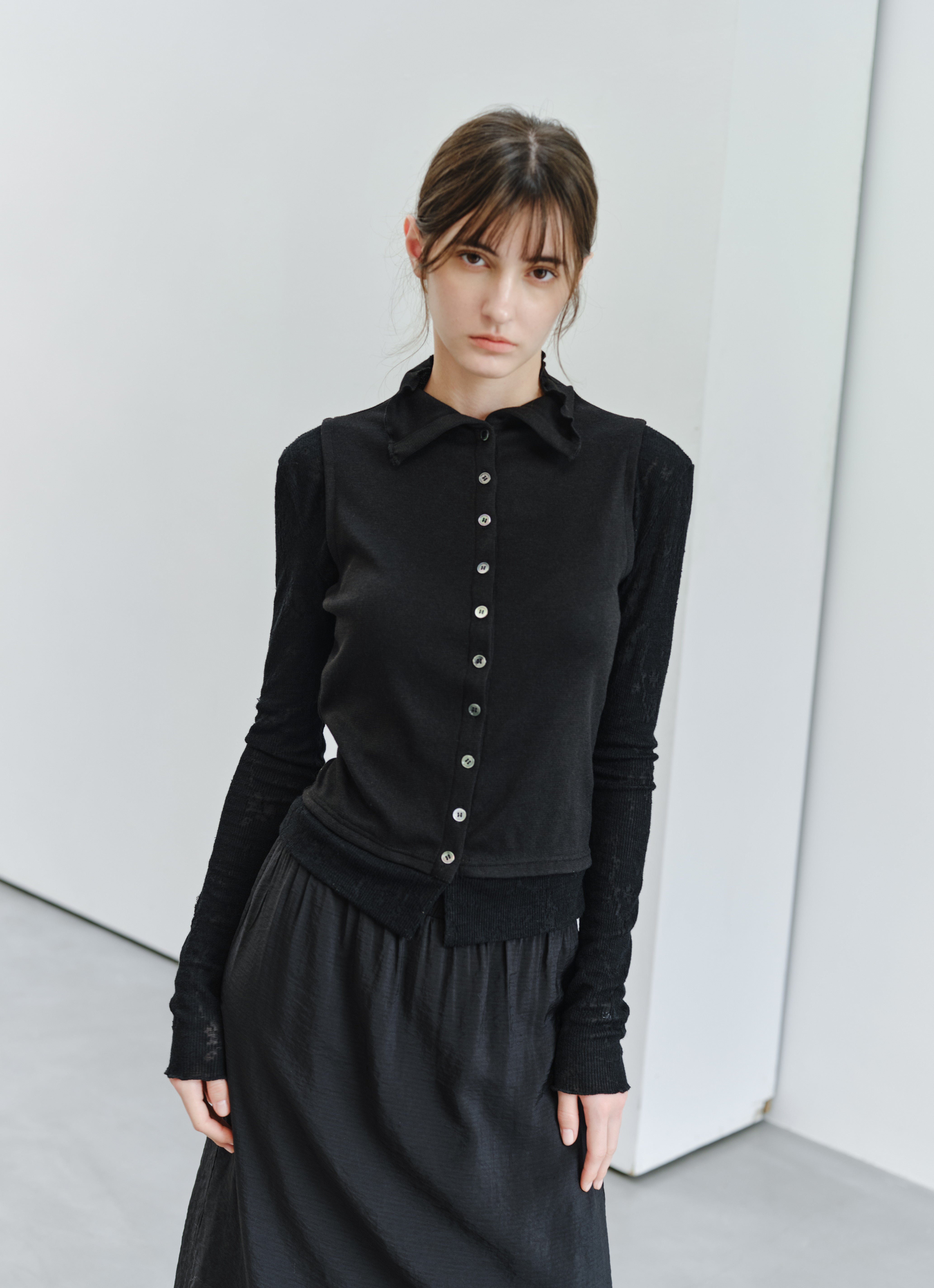 JACQUARD SLEEVE FIT TOP