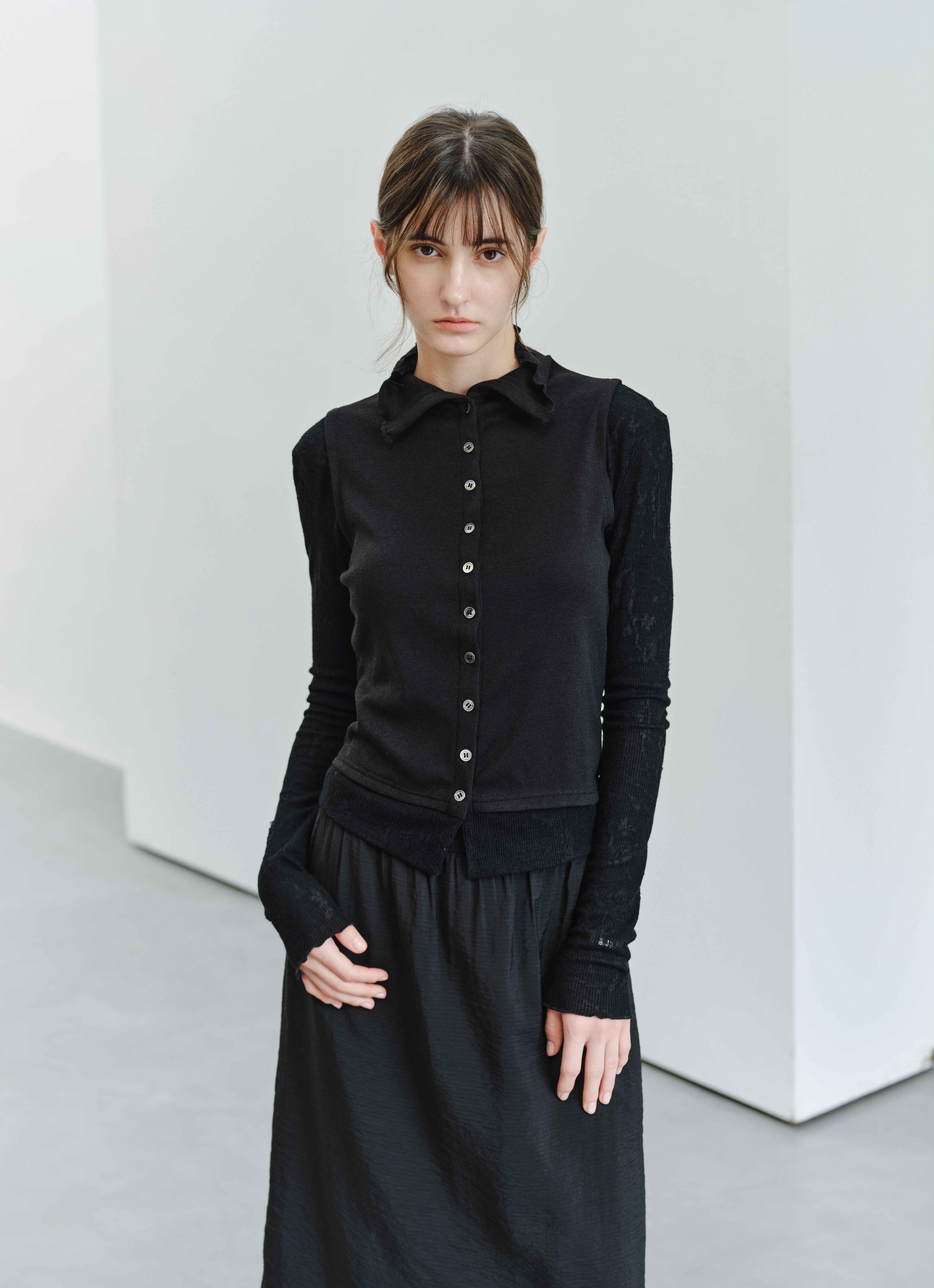 JACQUARD SLEEVE FIT TOP